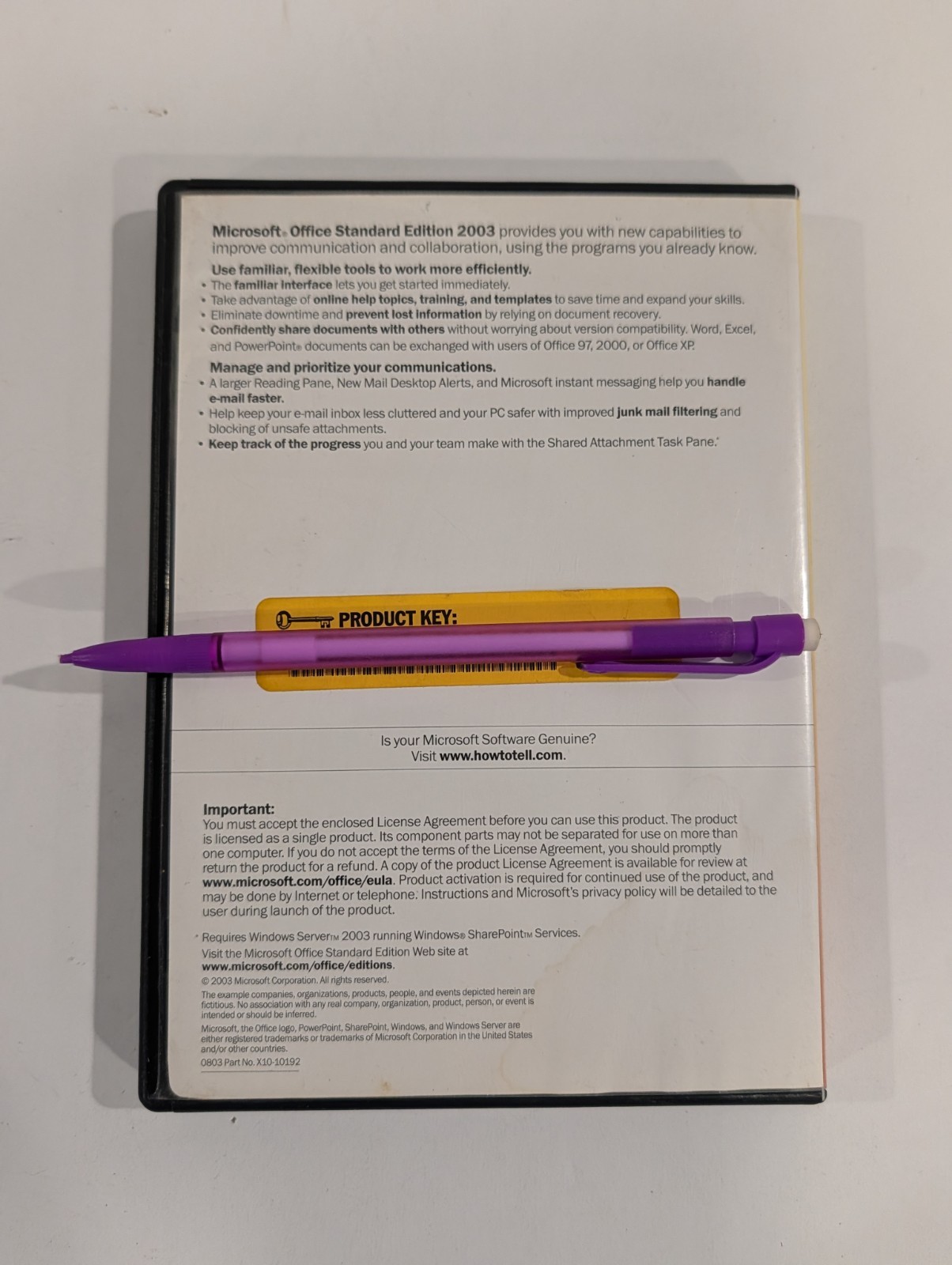 Microsoft Office Standard Edition 2003 DVD w Product Key