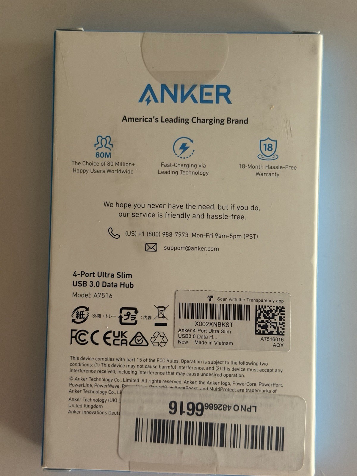 Anker 4-Port USB 3.0 Ultra Slim Data Hub – Black A7516