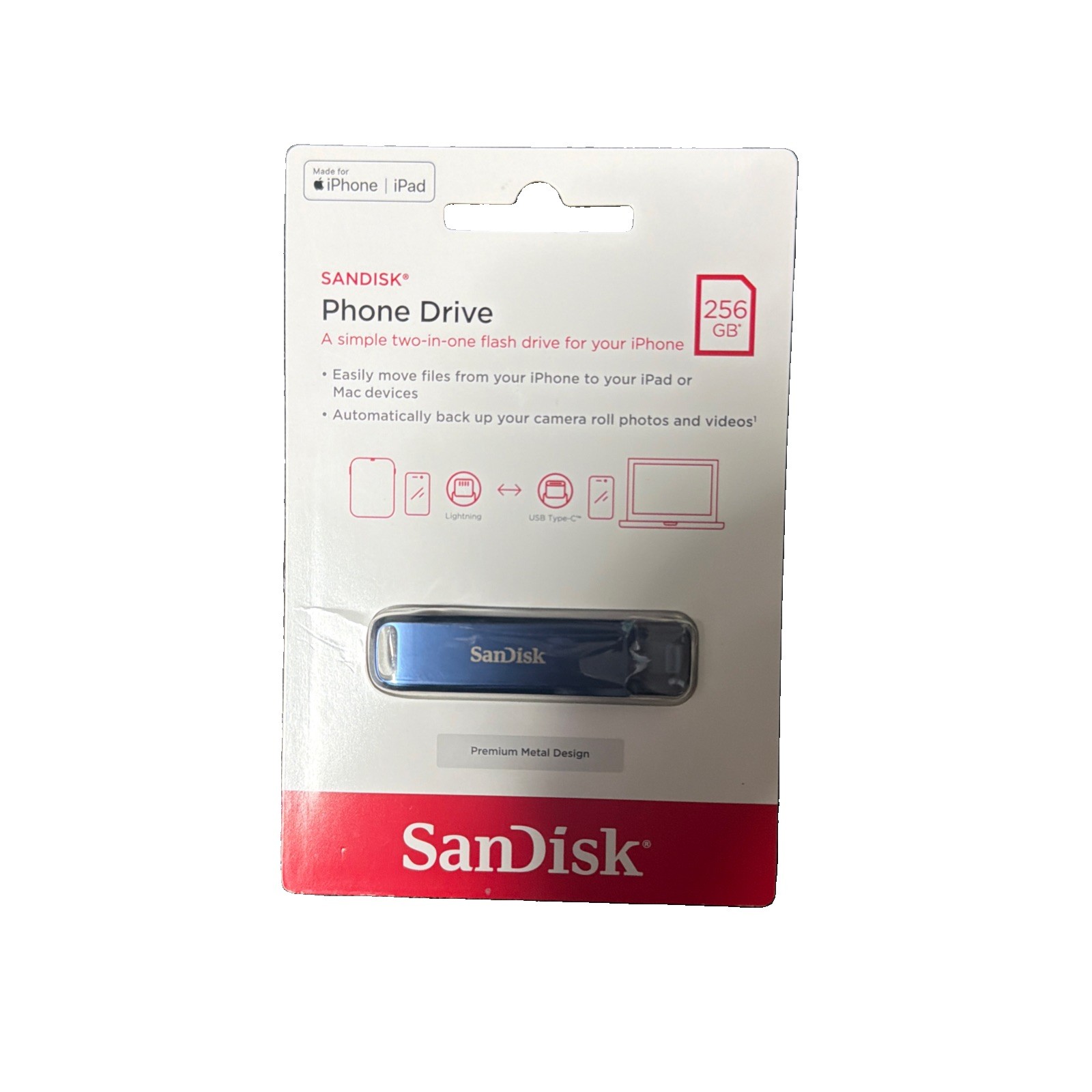 SanDisk SDIXD0N-256G-AW6ME Phone Drive 256GB USB Flash Drive for iPhone,