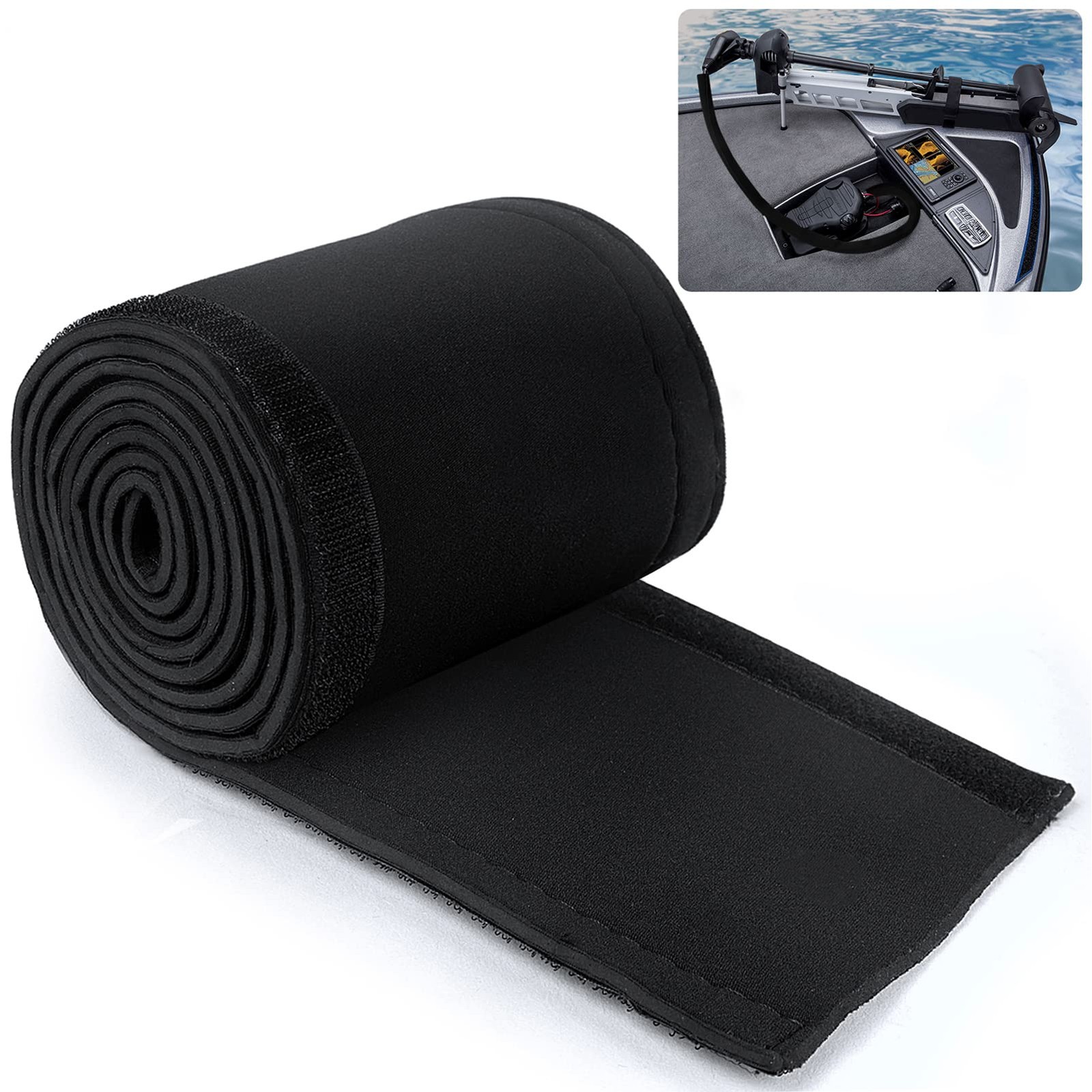 60in Neoprene Trolling Motor Cable Sleeve Black Wire Cover Organizer