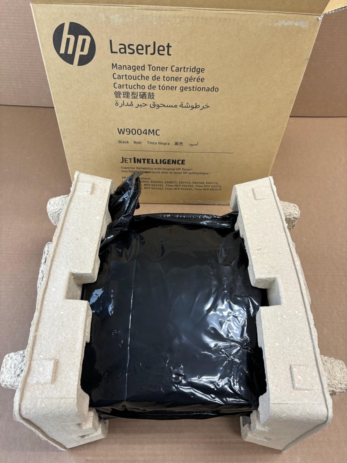 Open Genuine HP LaserJet E60055, E60065, E60155 Black Toner W9004MC