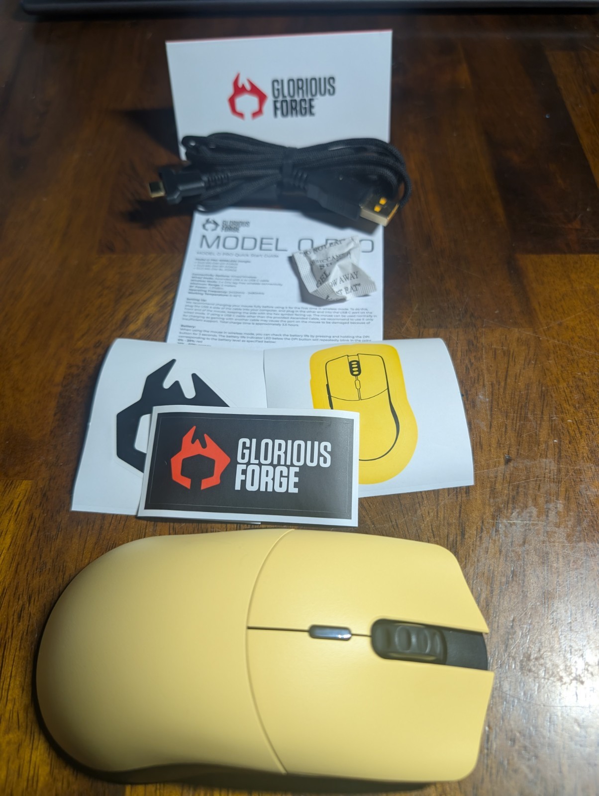 Glorious Model O Pro Wireless Golden Panda Gaming Mouse Works Wired