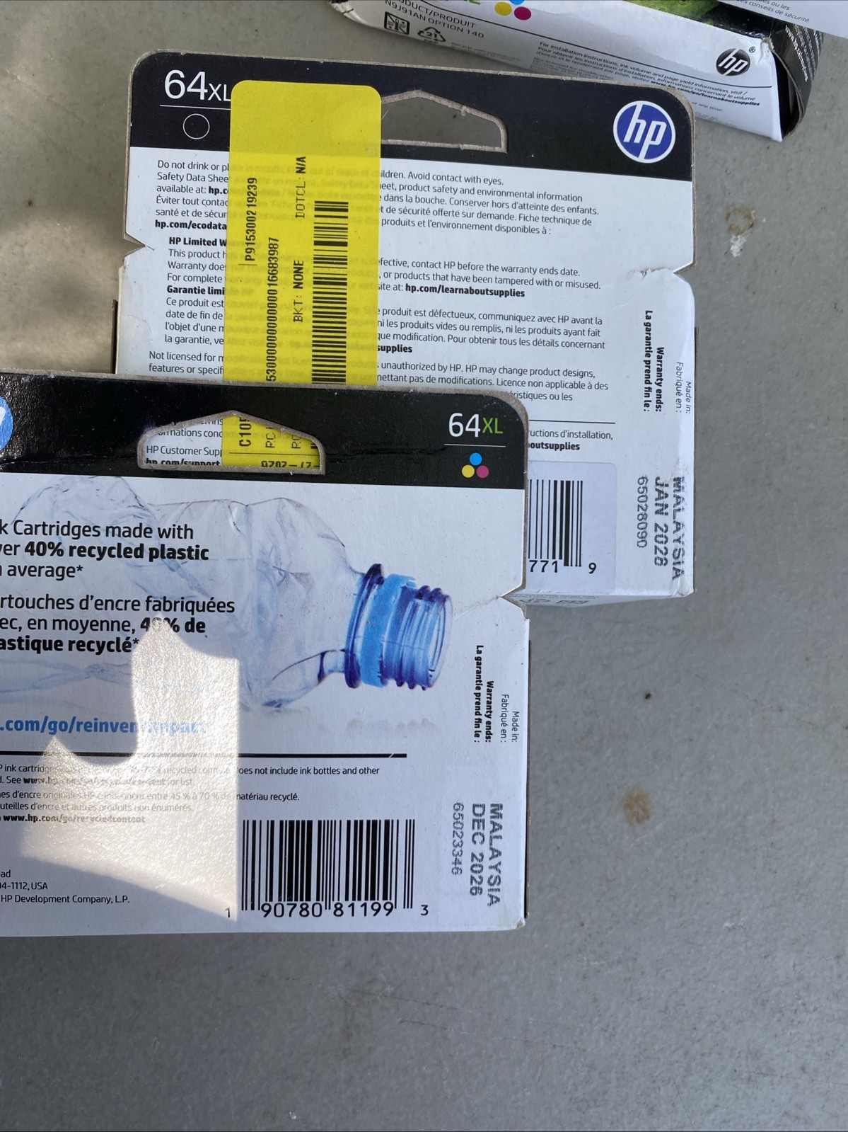 HP 64XL Black And 64 Tricolor Original Genuine Ink Cartridges