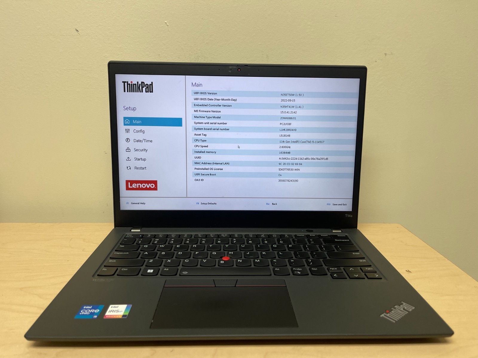 Lenovo ThinkPad T14S Gen 2 14″ Core i5-1145G7 256GB 16GB Win 11 Pro
