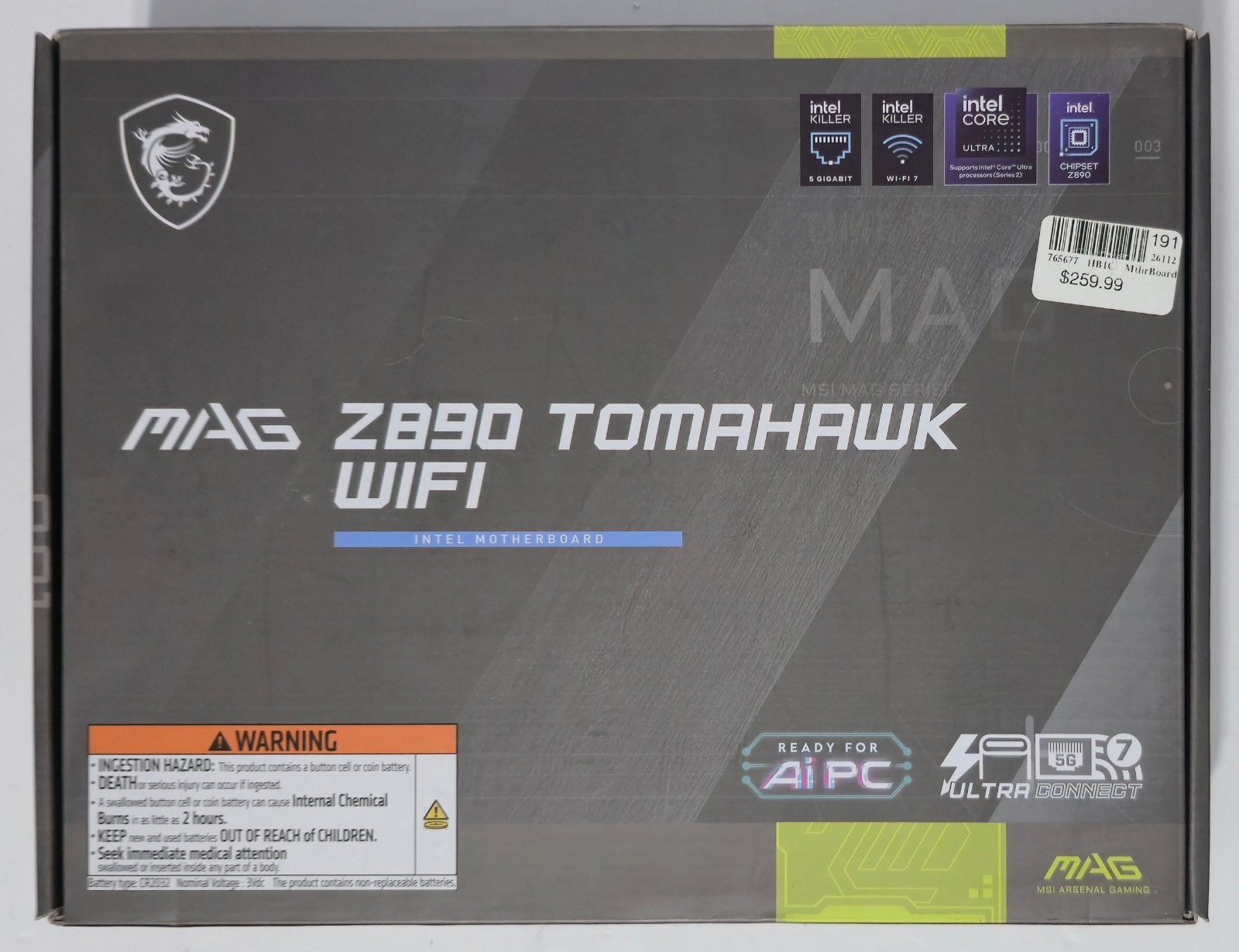 MSI MAG Z890 TOMAHAWK WIFI LGA 1851 Intel Z890 SATA 6Gb/s ATX Motherboard
