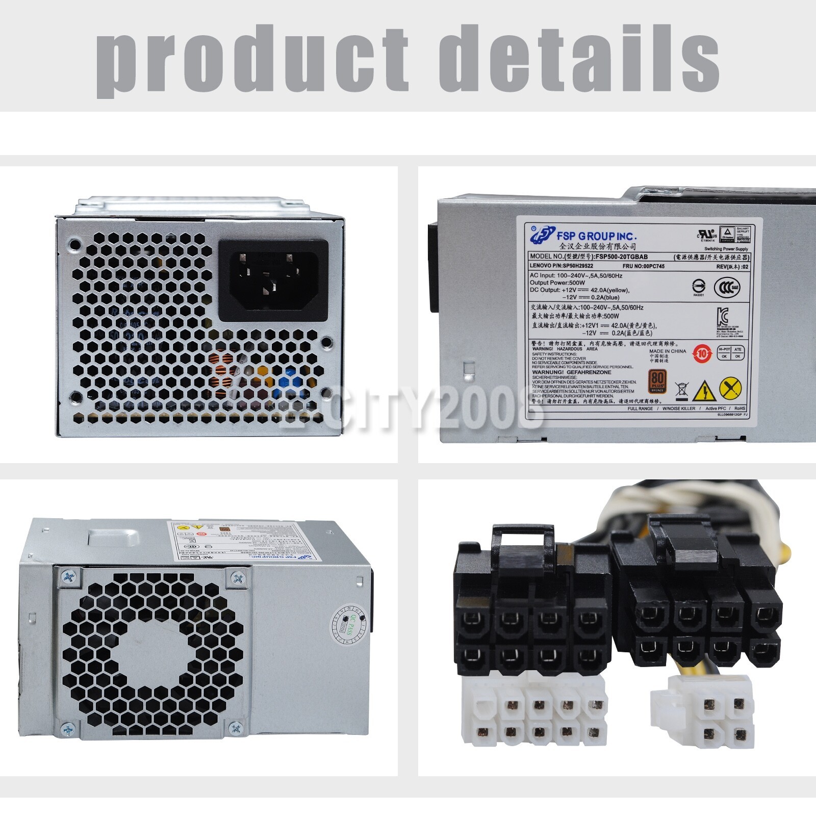 New FSP 500W Switching Power Supply 10Pin+4Pin+8Pin+8(6+2)Pin FSP500-20TGBAB