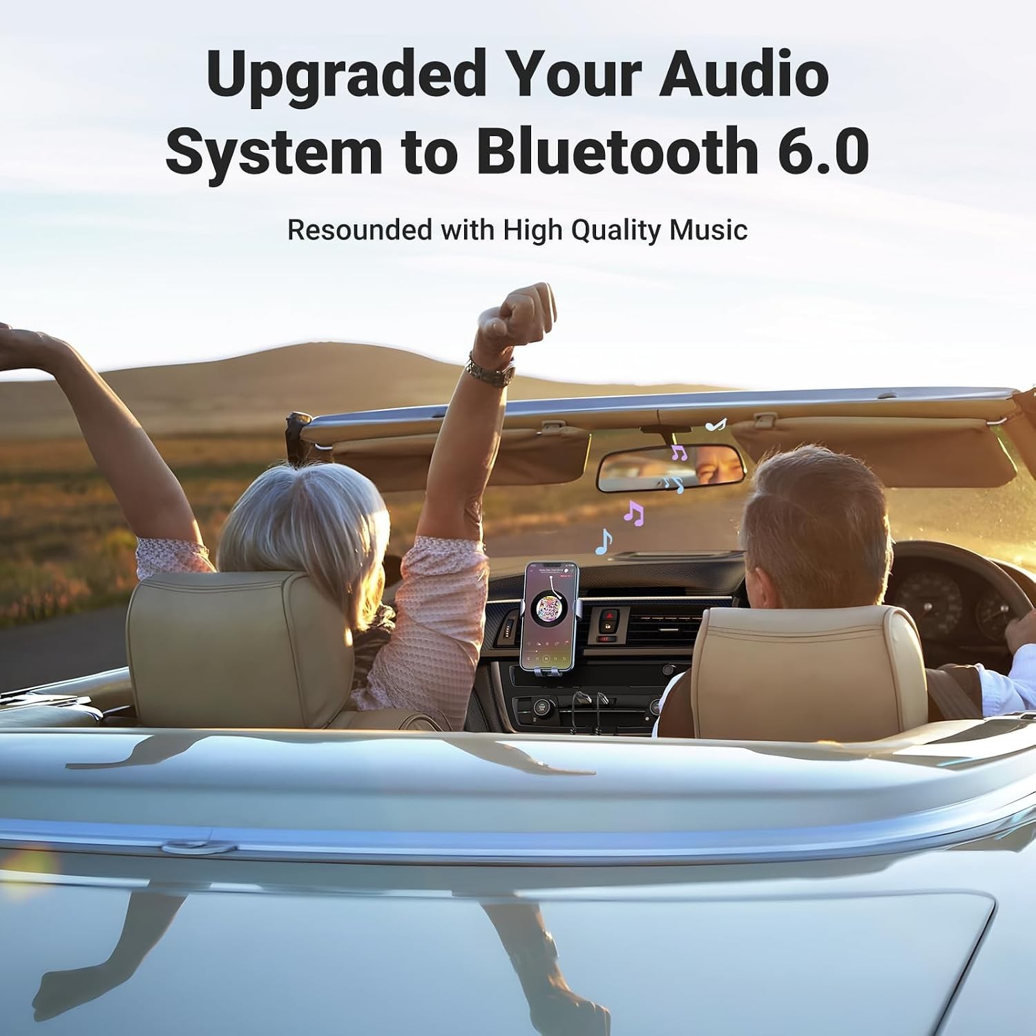 Compact Bluetooth Car Adapter with Built-in Microphone & Plug-and-Play Setup