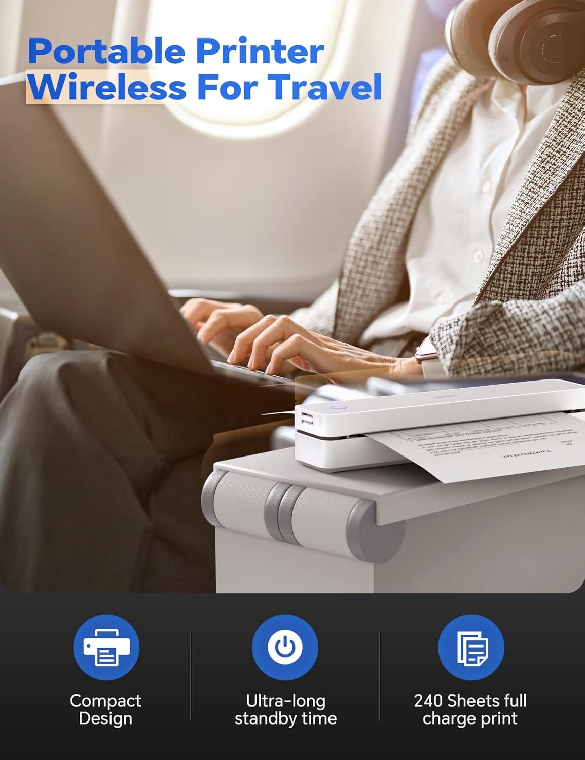 iDPRT Portable Thermal Printer Bluetooth 300DPI for 8.5″ x 11″ US Letter Inkless