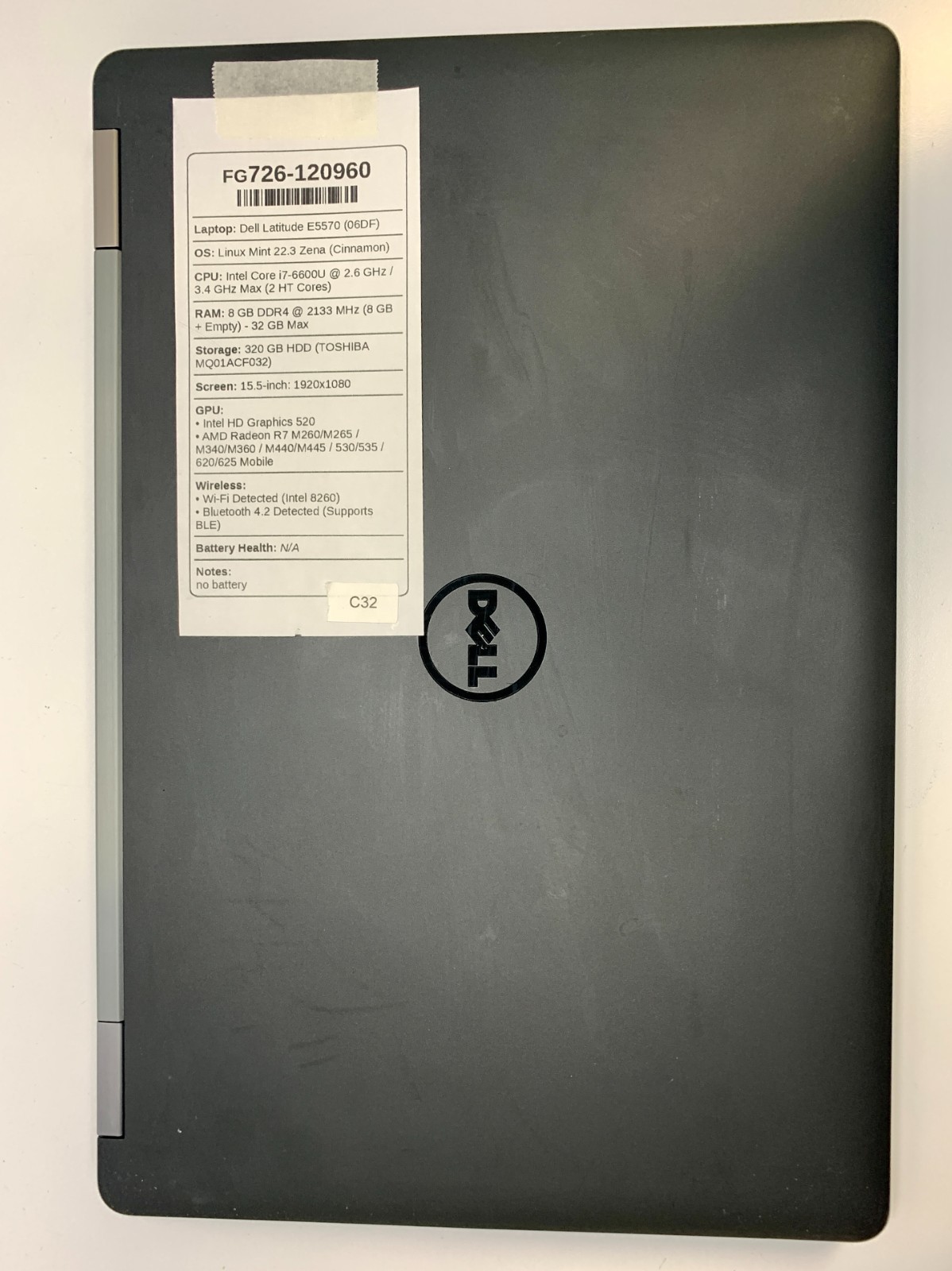 Dell Latitude E5570 | i7-6600U | 8GB RAM | 320GB HDD | LINUX | NO BATTERY