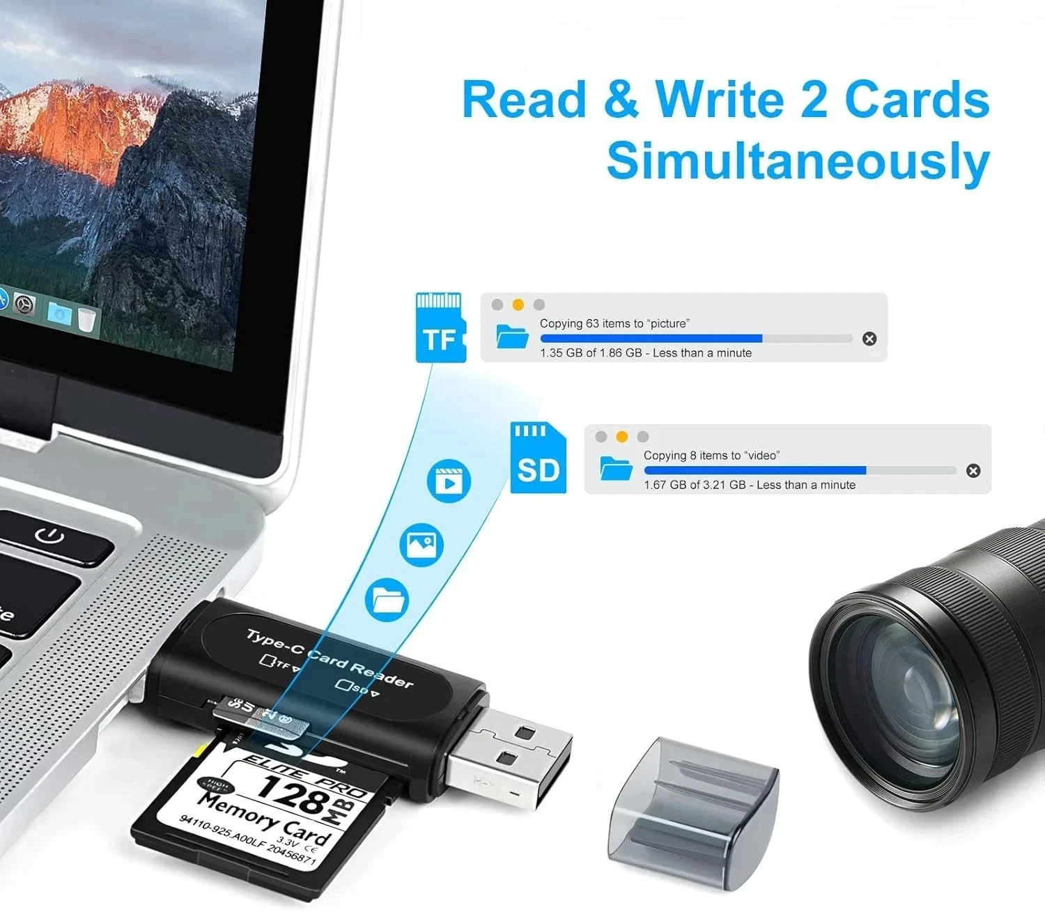 Card Reader USB 3.0 To SD Micro TF Memory Card Adapter PC Laptop Accessories Lot