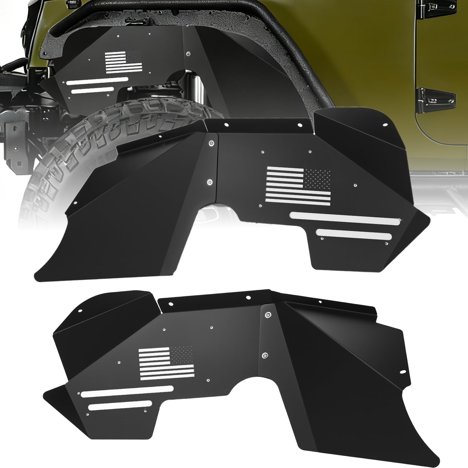 Front Inner Fender Liners for Jeep Wrangler JK/JKU 2007-2018, High-Strength C…