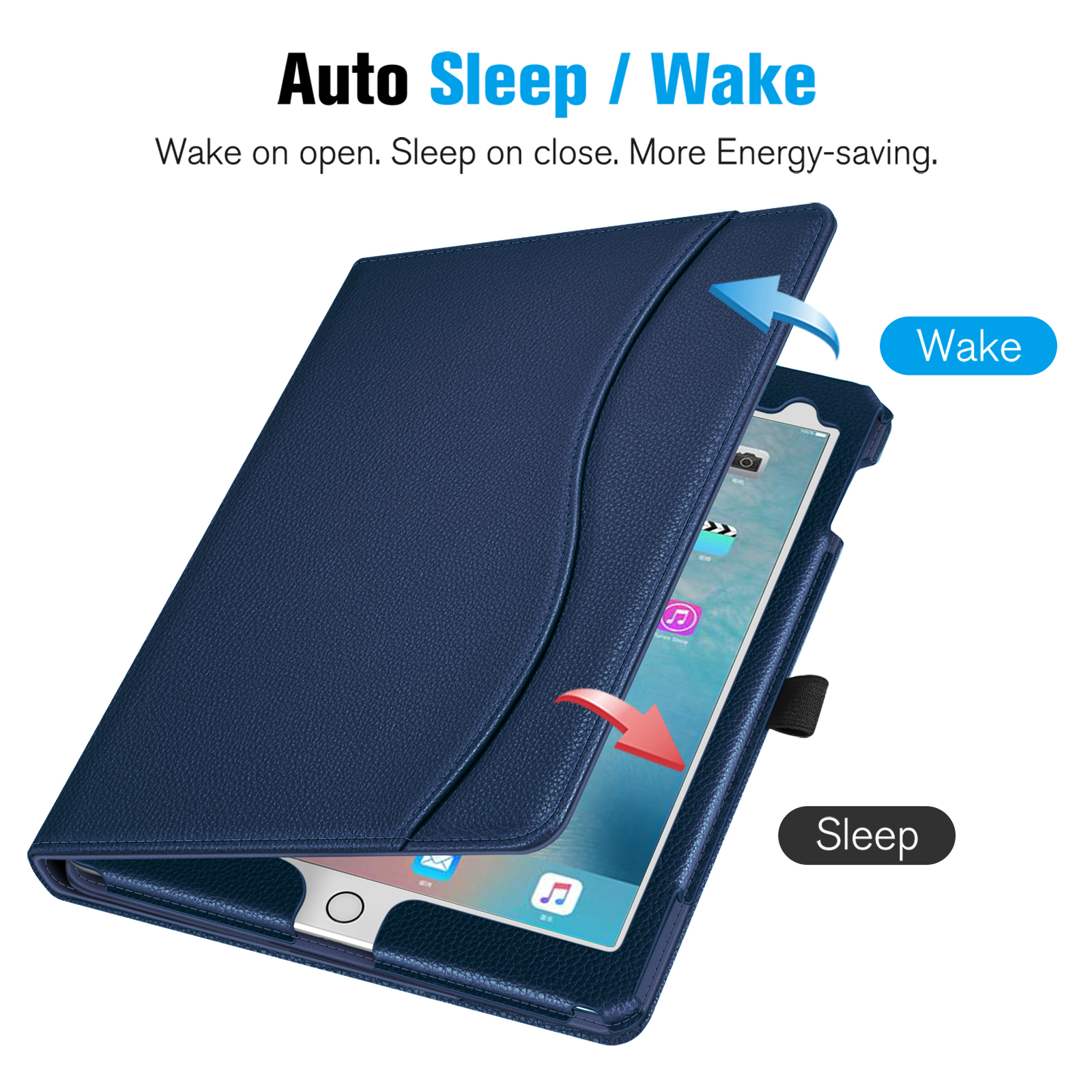 for iPad Pro 9.7 Inch 2016 A1673/A1674/A1675 Case Multi-Angle Folio Cover Pocket