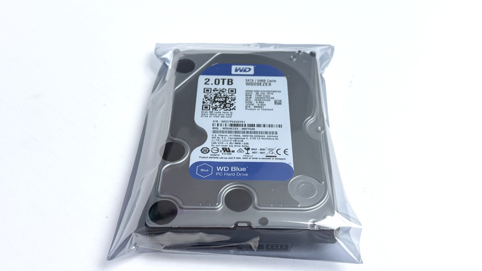WD 2TB BLUE WD20EZEX 3.5 SATA HD drive 7200rpm, 64MB cache Great condition
