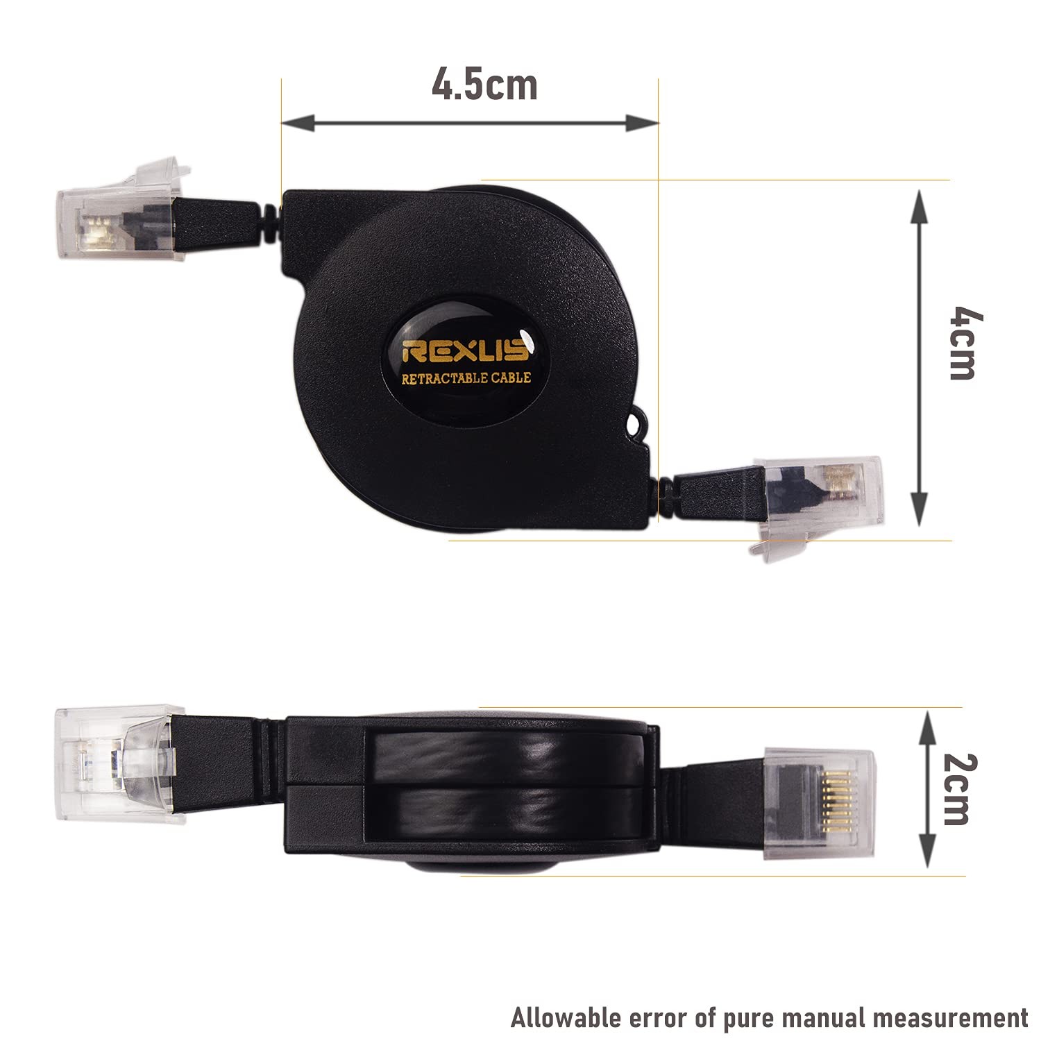 2pack Retractable Cat 6 Flat Ethernet Network Cable 6.6 Ft 10 Gigabit High Speed