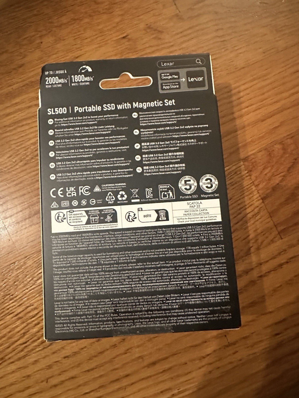 Lexar SL500 1TB Portable SSD with Magnetic Set – 2000MB/s USB 3.2 Gen 2×2 – NEW