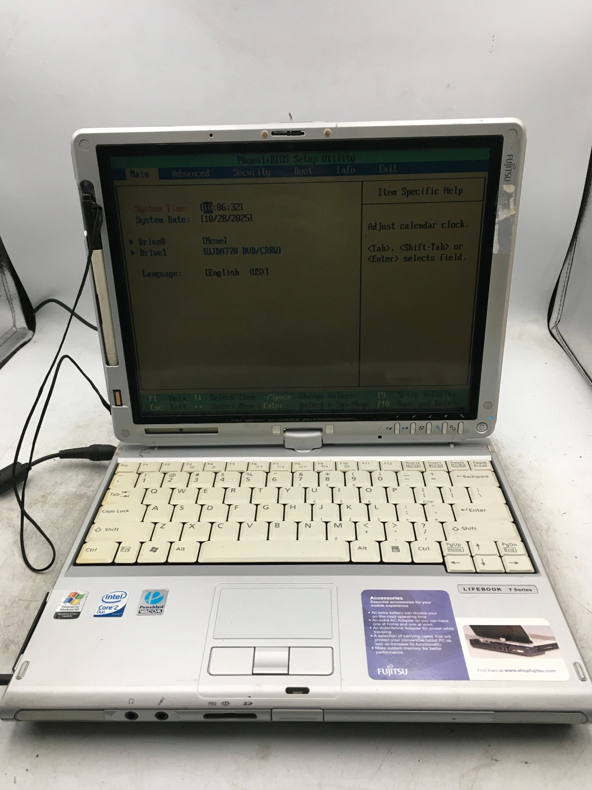FUJITSU LIFEBOOK T SERIES T4215 -BOOTS TO BIOS- INTEL T5500 – 1GB RAM – READ -BB