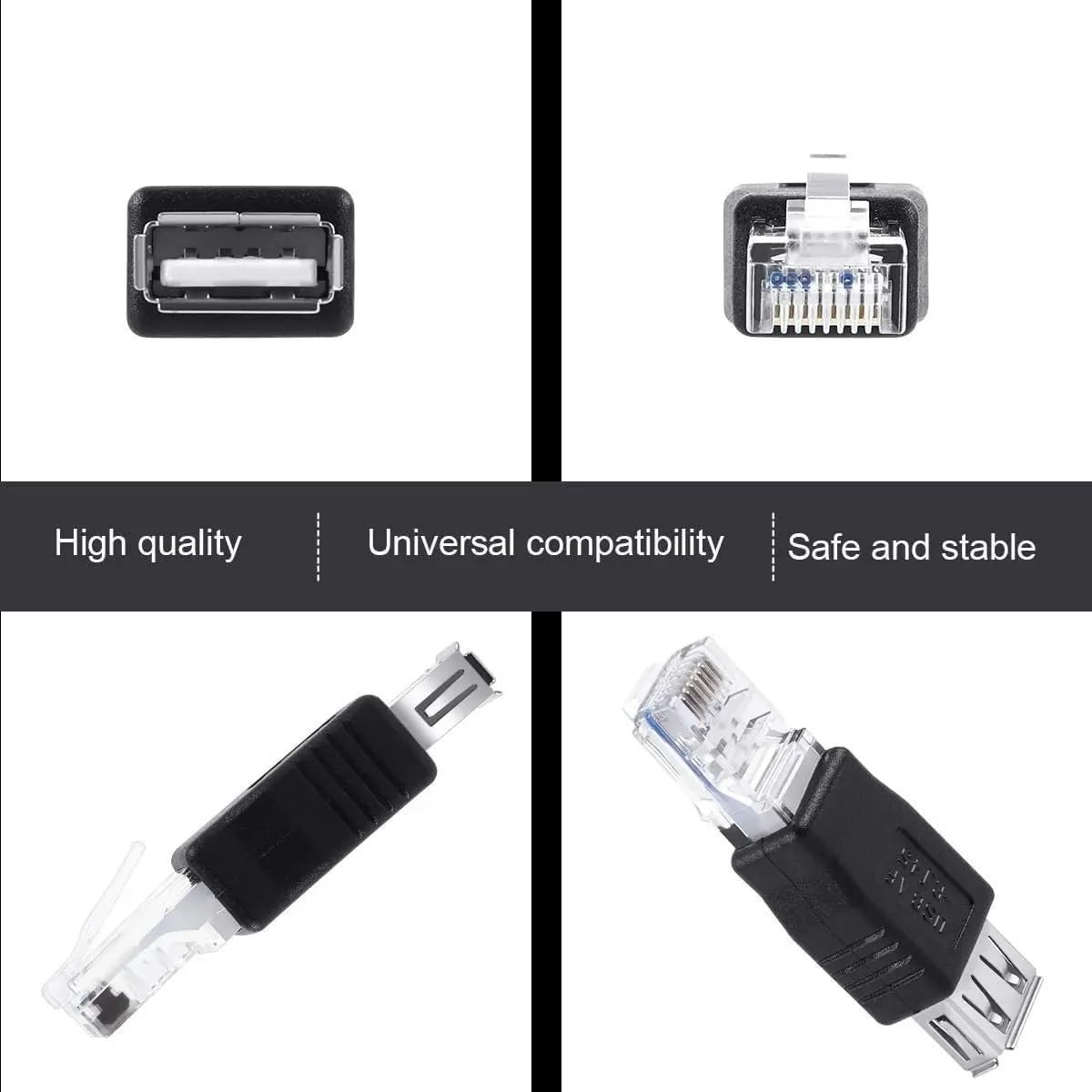 2 Pack Ethernet to USB Adapter, RJ45 Ethernet Male to USB Female Converter, USB