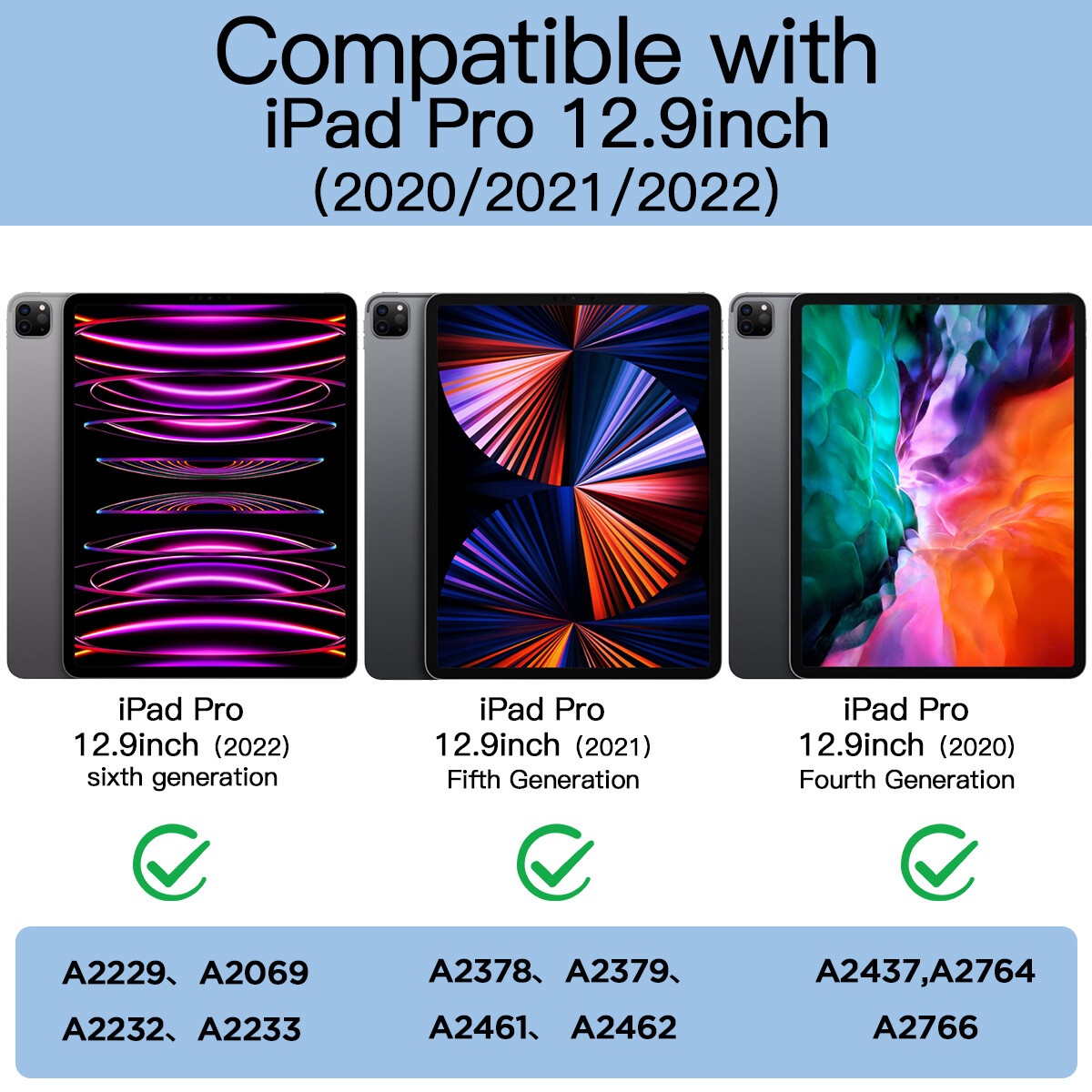 For iPad Pro 12.9 in 6th/5th/4th Generation Case Clear TPU Shockproof Slim Cover