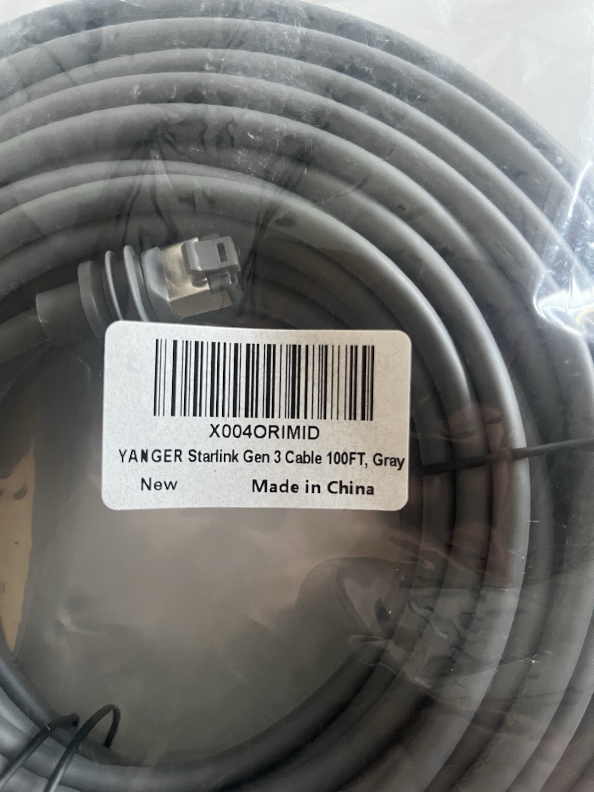Starlink Gen 3 Cable 100 ft, Standard 100ft, Gray New Free Shipping