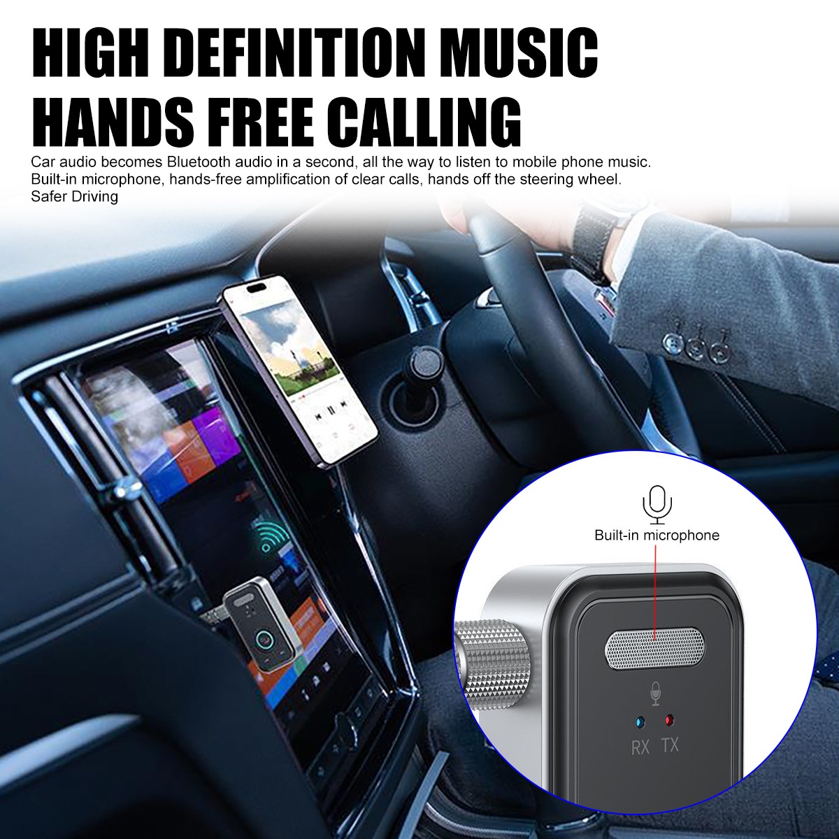 Wireless Bluetooth 5.3 Transmitter Receiver 2-in-1 Adapter Audio 3.5mm Jack Aux^