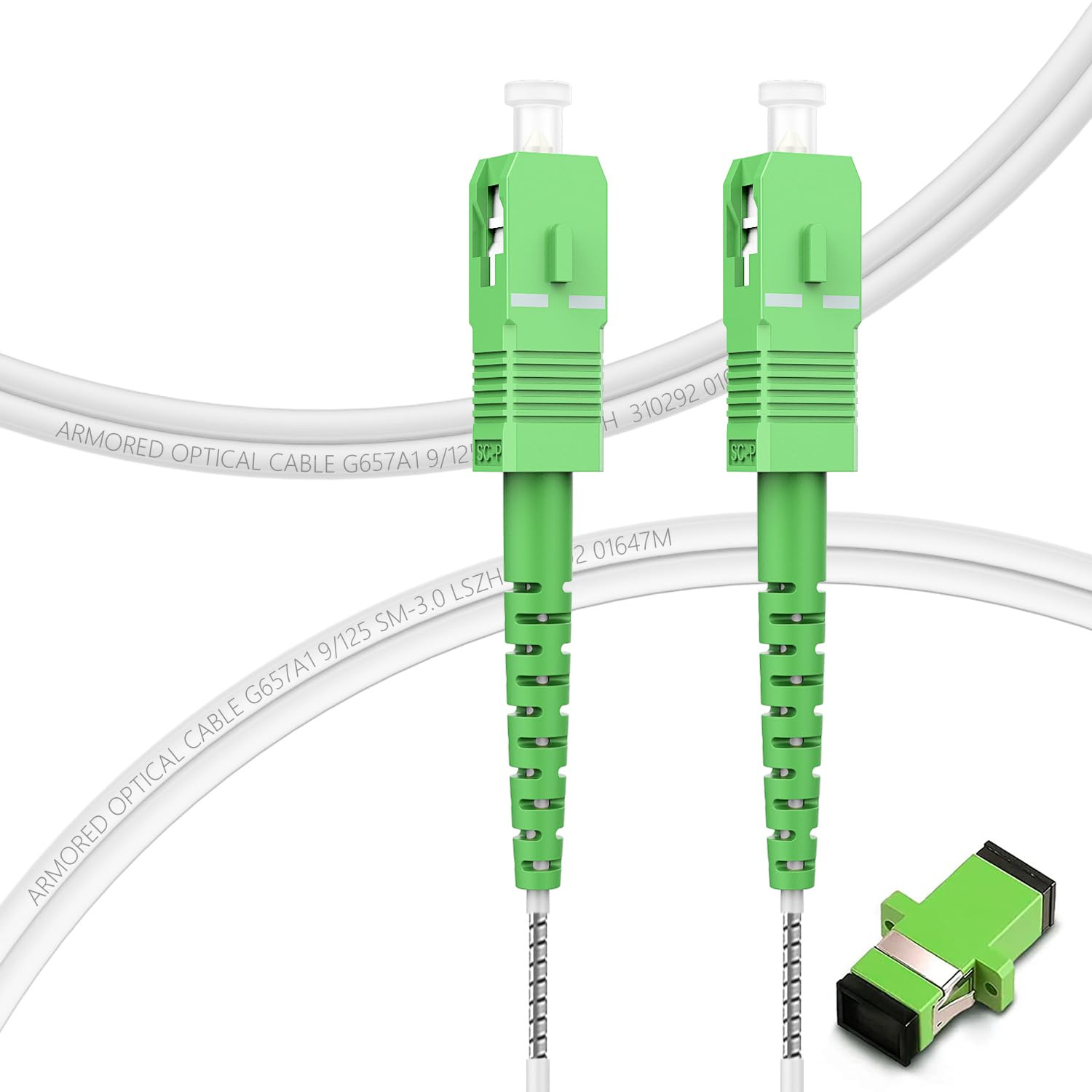 – OS2 SC/APC to SC/APC Fiber, 1M/3Ft Armored Fiber Optic Internet