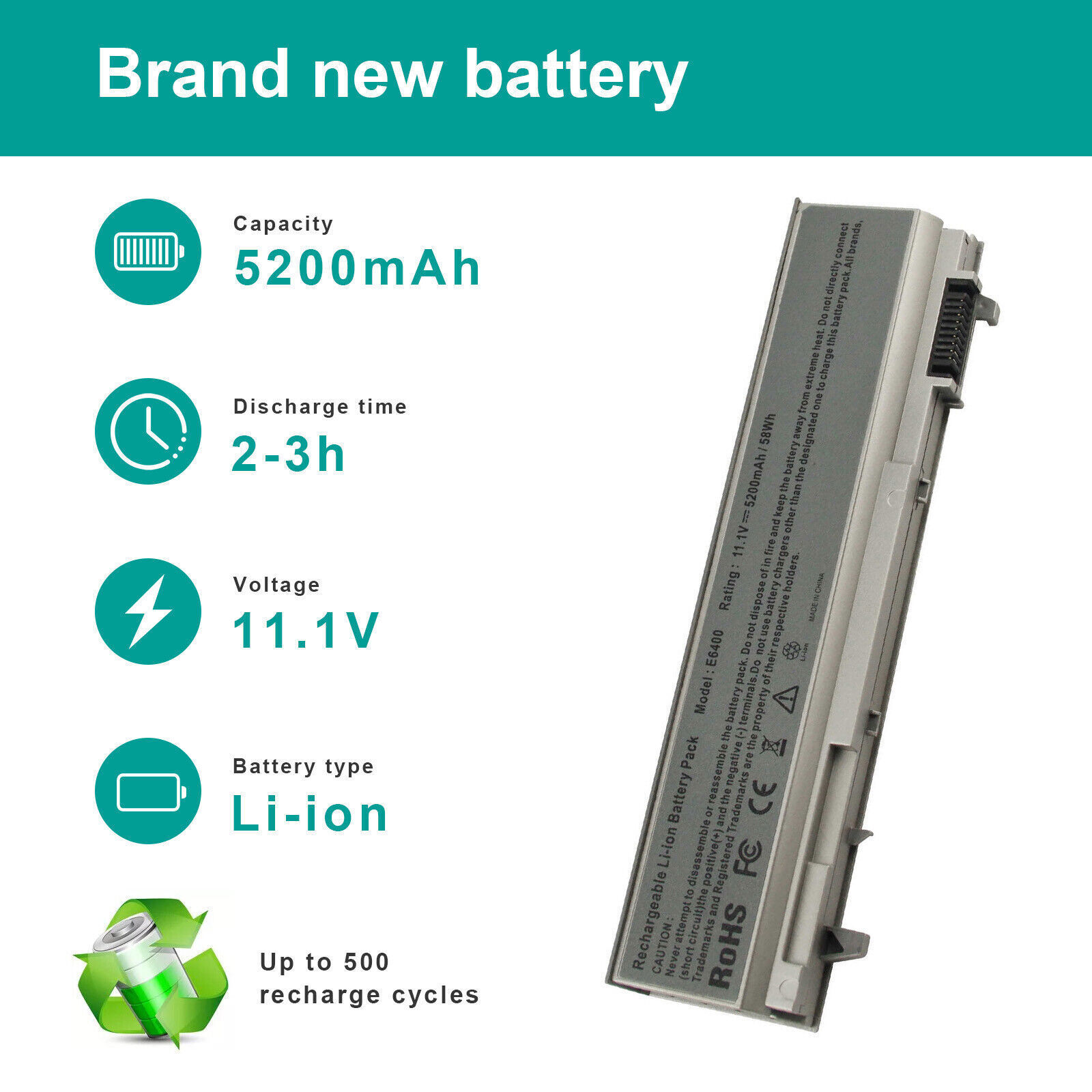 E6400 Battery for Dell Latitude E6410 E6500 E6510 Precision M2400 M4400 Laptop