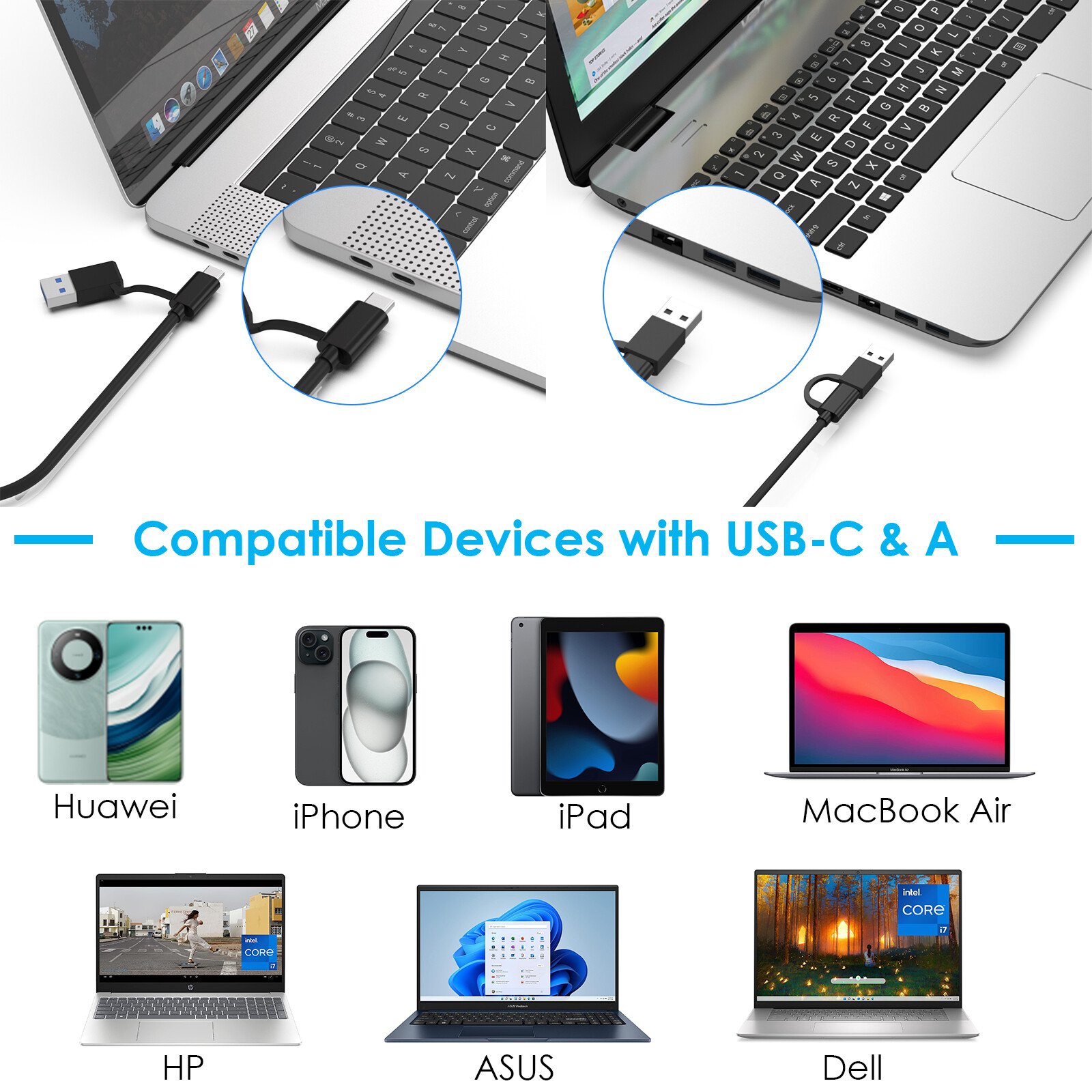 Dual-Bay USB 3.2 M.2 NVME SSD Enclosure 20Gbps for M.2 SSD of M-Key or M+B Key