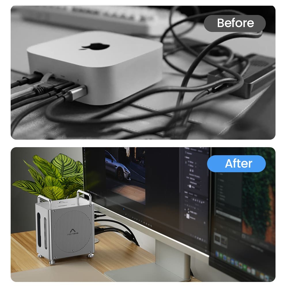 ACASIS 40Gbps Mac mini M4 Dock & Dual-Bay NVMe SSD Enclosure 8-in-1 Workstation