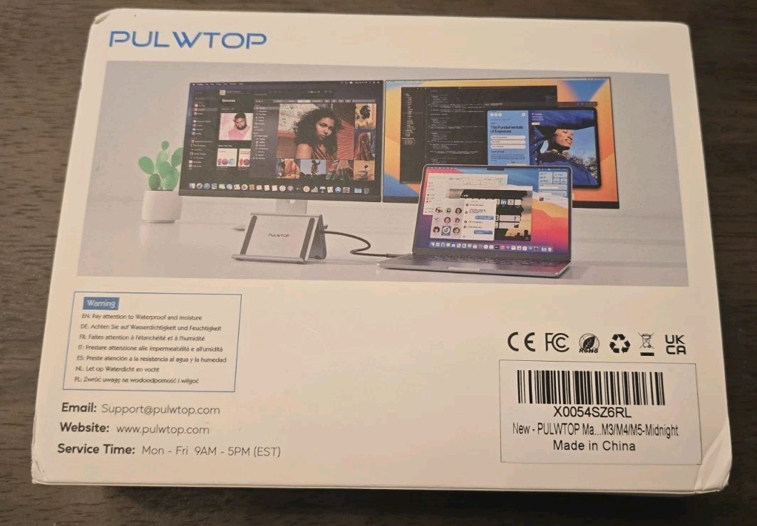 New – Pulwtop MacBook Docking Station Dual Monitor 4K@60Hz, Vertical (Midnight)