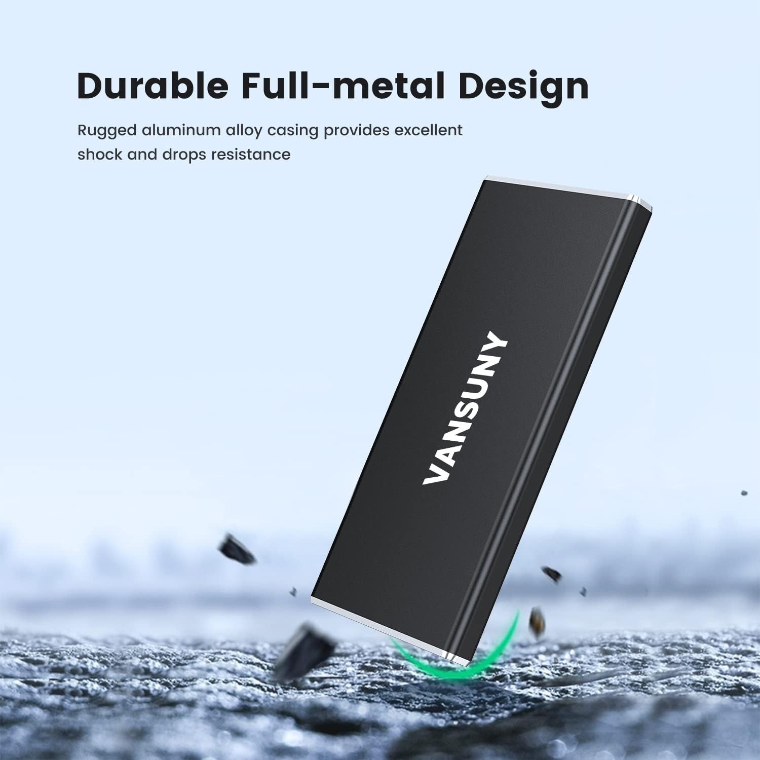 2TB Portable External SSD, USB 3.1 Gen2 Up to 500MB/s Solid State Drive, Metal U