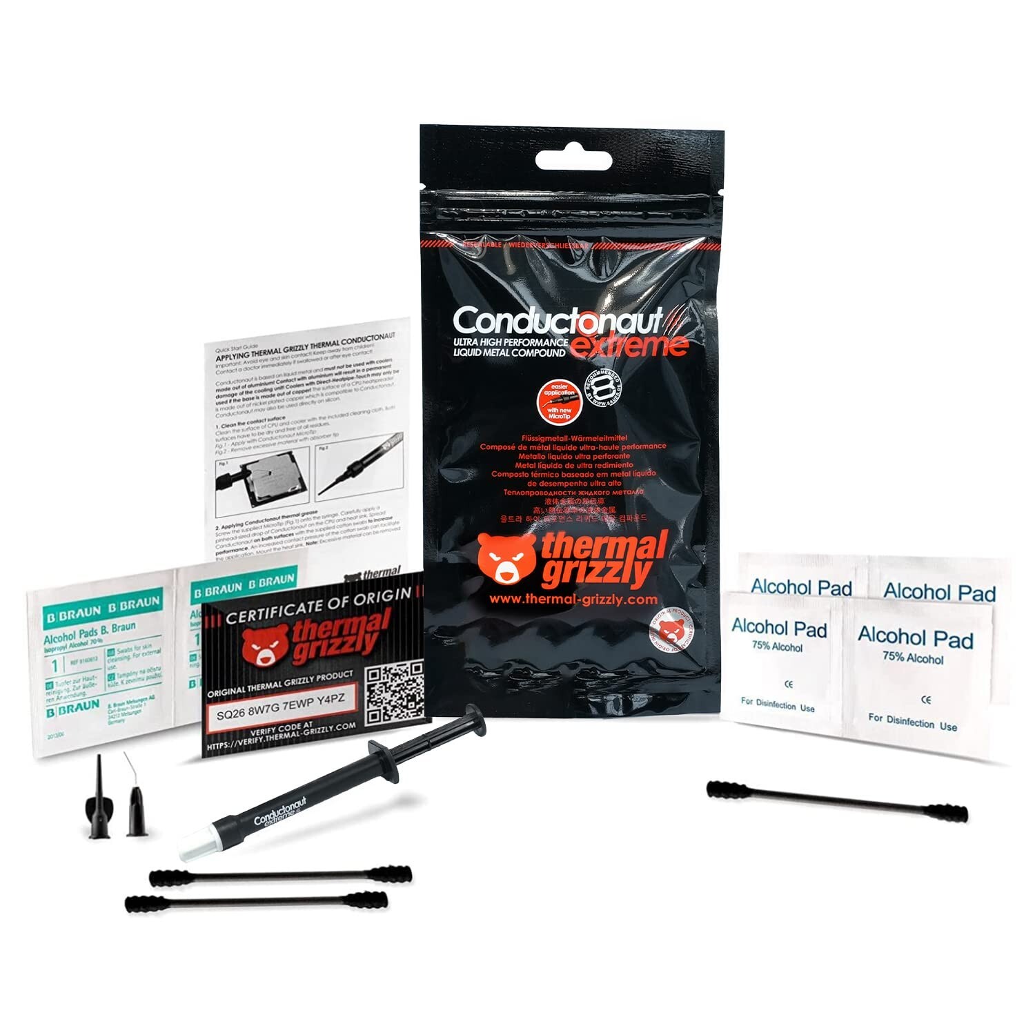 Thermal Grizzly Conductonaut Extreme Thermal Grease – 1 Gram Set + Applicators +
