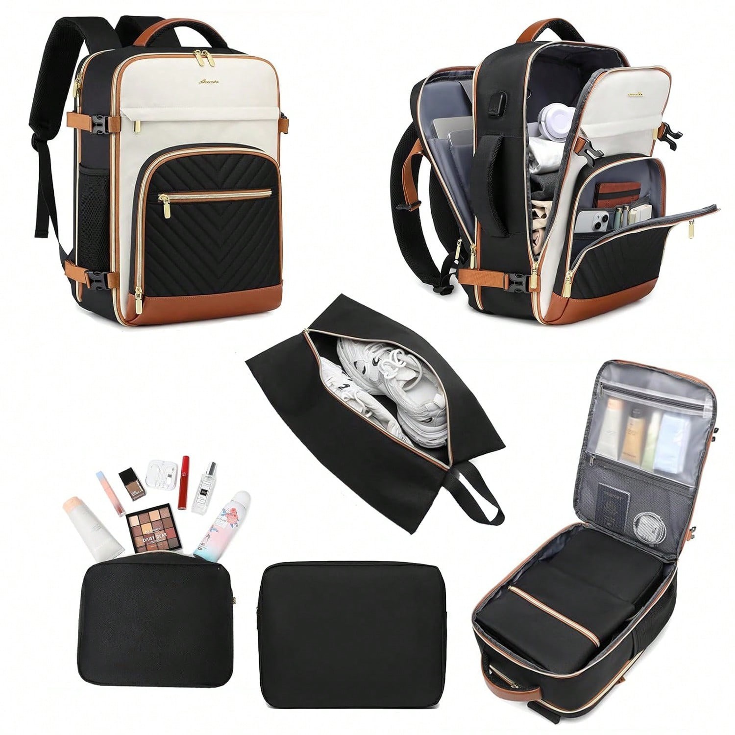 40L Waterproof Travel Backpack TSA Approved For 17in Laptop With USB Port Packin