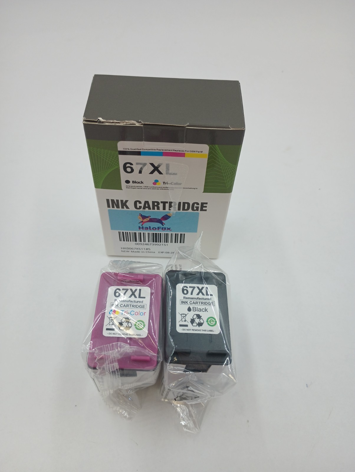 HALOFOX 67XL INK CARTRIDGES BLACK & TRI-COLOR EXP 8-28-2027 NEW SEALED