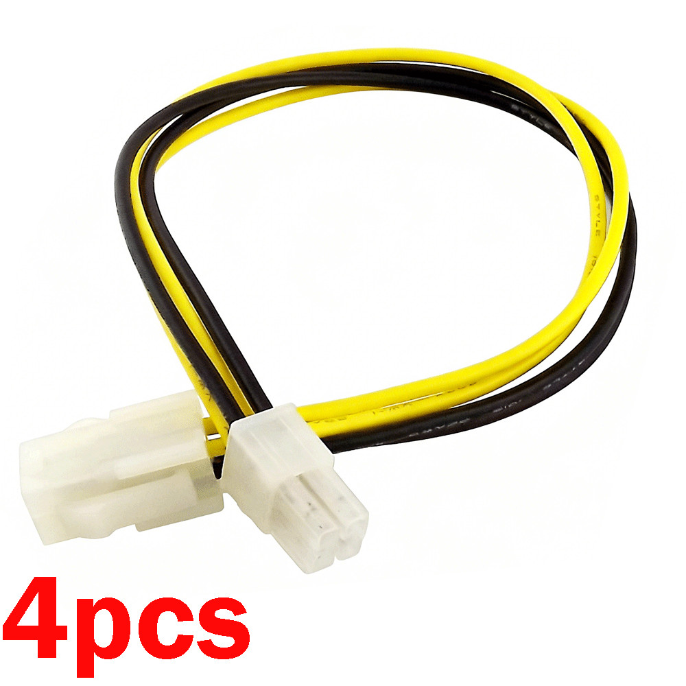 4 Pin P4 ATX 12v Male to Female Extension CPU Motherboard Power Supply Cable 4pc