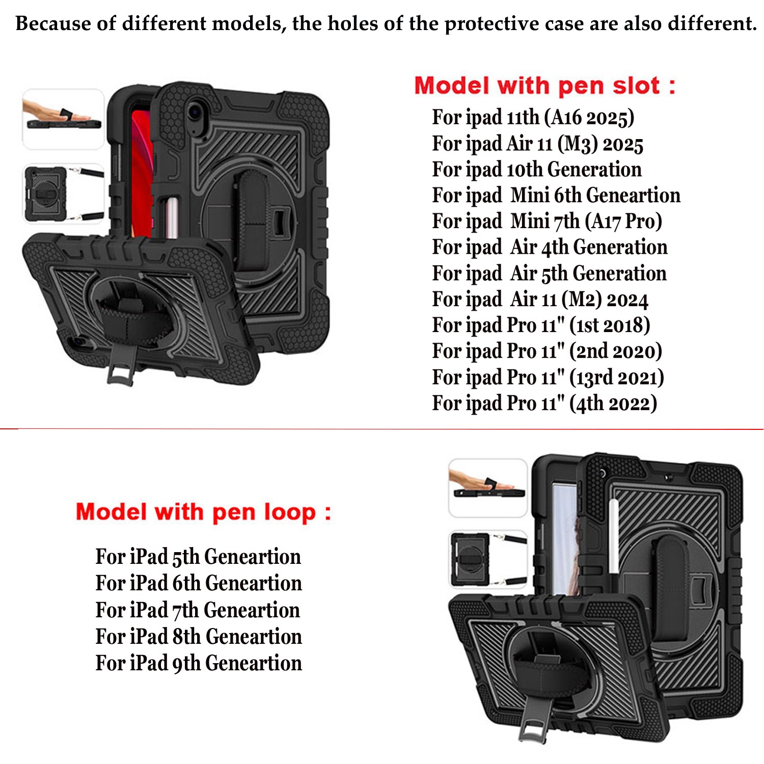 Heavy Duty Shockproof Stand Case Cover For iPad 9th/8th/7th/6th/5th Generation