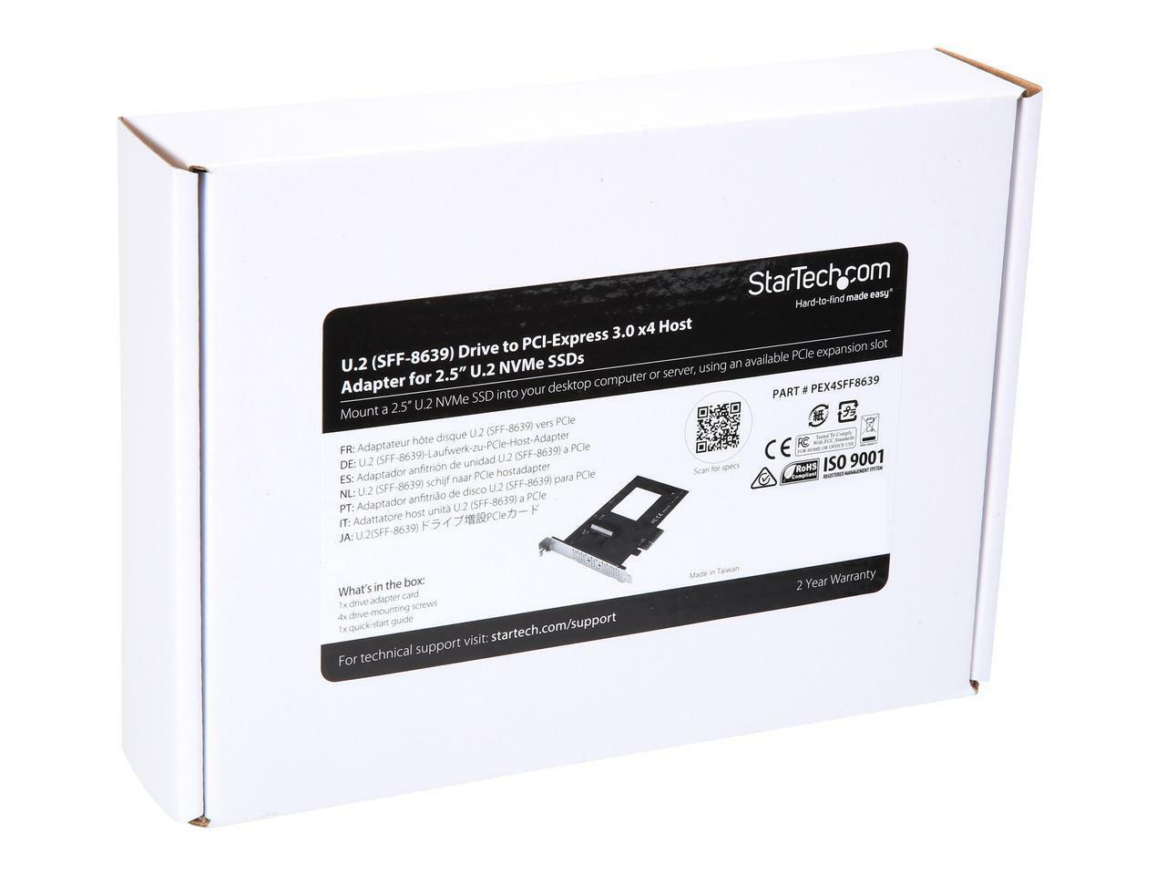 StarTech.com U.2 to PCIe Adapter for 2.5″ U.2 NVMe SSD – x4 PCI Express 3.0 Mode