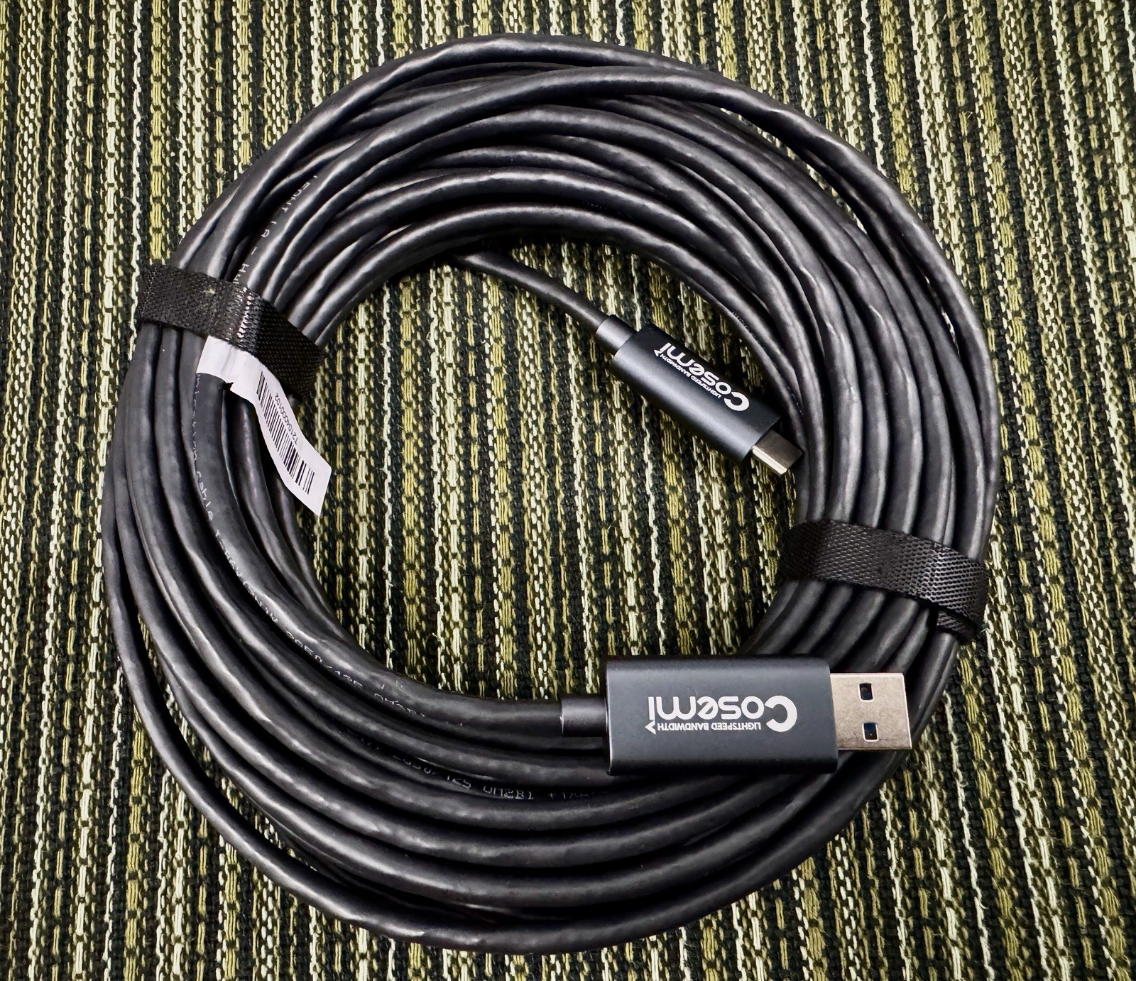 Cosemi USB3.1 Gen 2 Hybrid Active Optical Cable 50ft. Black.