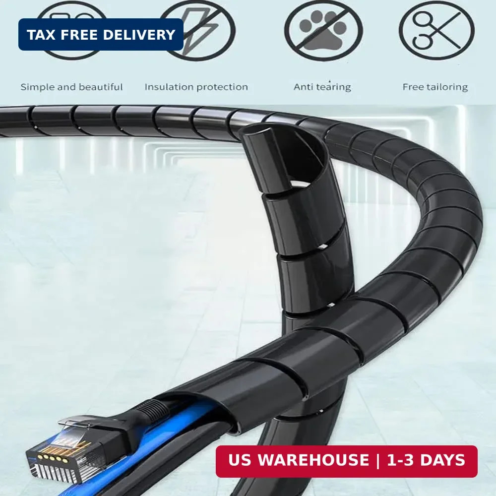 Spiral Cable Wrap Sleeve 1″(25mm) x 5 Ft Cord Organizer for Computer Wires, Elec