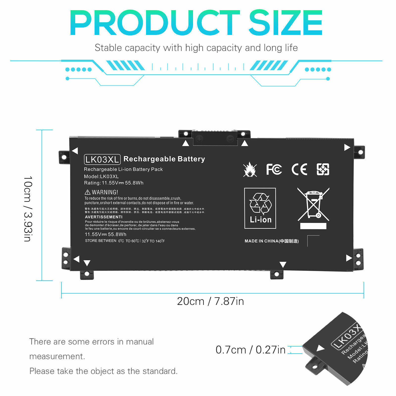 Replacement Battery For HP ENVY X360 15-BP 15M-BQ 17-AE 17-CE LK03XL HSTNN-LB7U