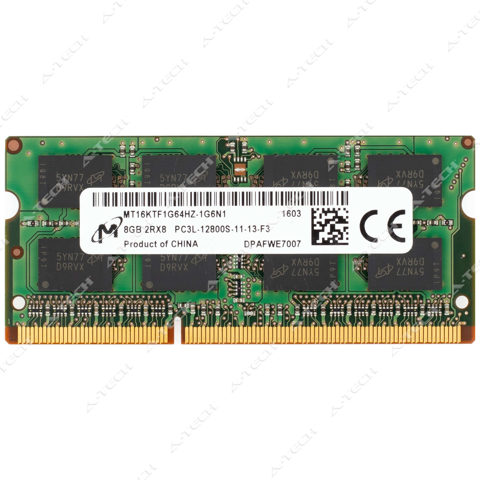 Micron 8GB DDR3-1600 PC3-12800 2Rx8 SODIMM Laptop Memory RAM MT16KTF1G64HZ-1G6N1