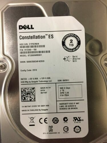 Dell PowerEdge 67TMT 2TB 7.2K 6G SAS 3.5″ Hard Drive 067TMT ST2000NM0001