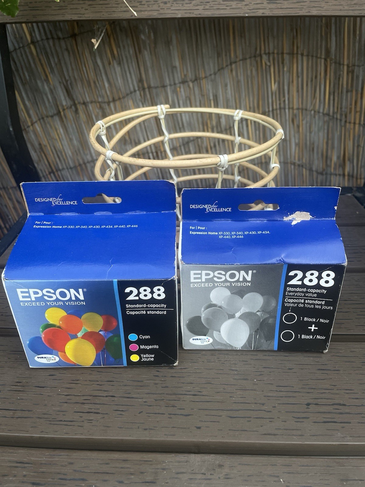 2Pk Epson 288 Black Ink Cartridges Exp2025 & 3Pk 288 Cyan/Magenta/Yellow 10/2025