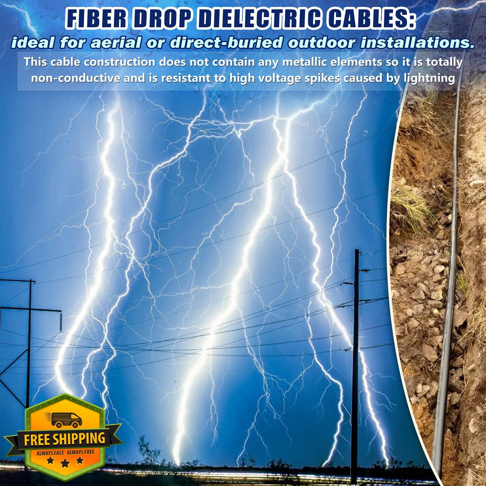 Yunsufiberpro OS2 LC to LC Aerial/Burial Fiber Cable 400ft