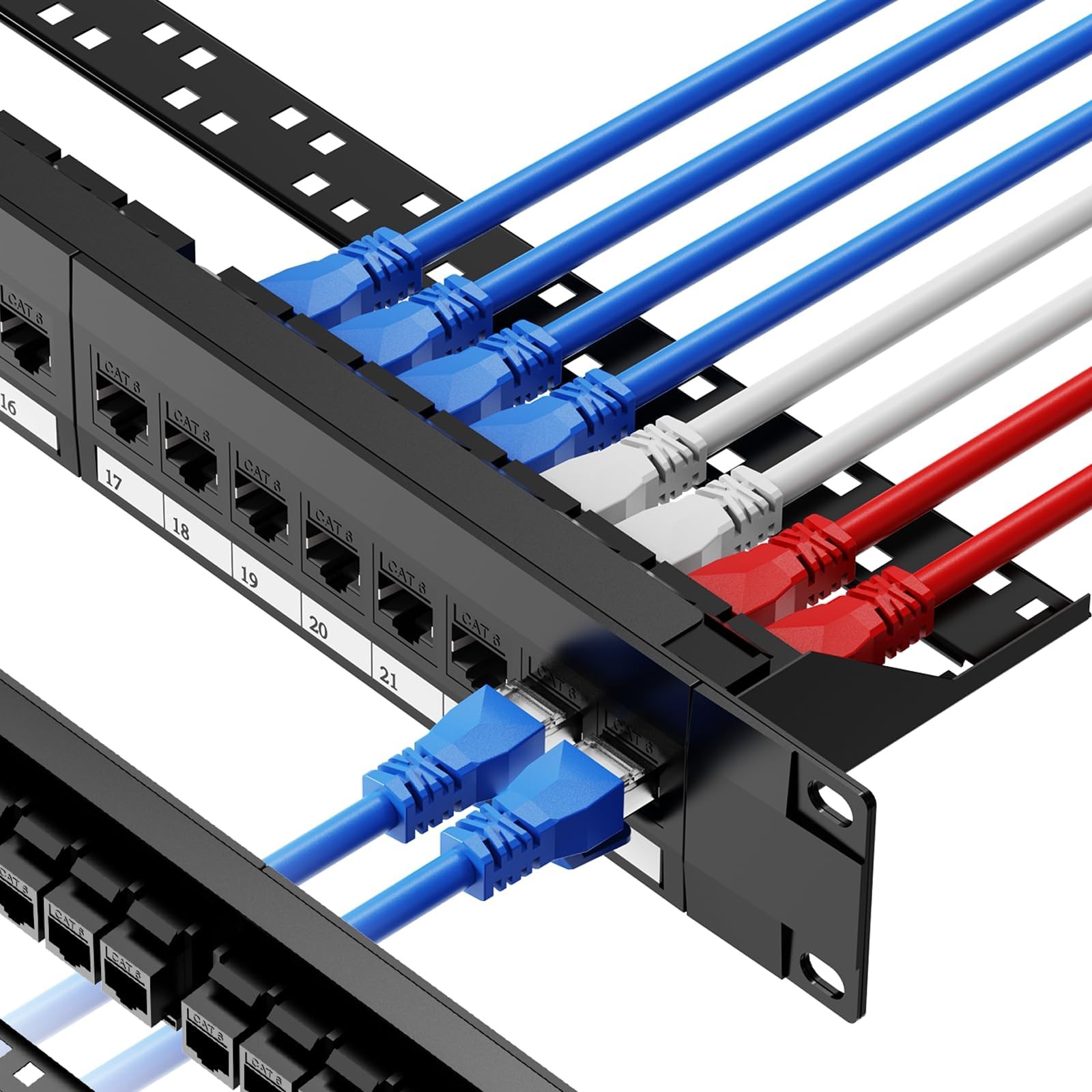 Cat6 Patch Panel 24 Port with Inline Keystone, 10G Ethernet Support, 1U Netwo…
