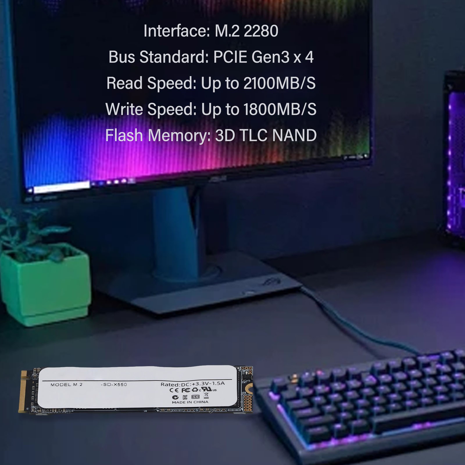 NVMe Internal SSD PCIE Gen3 X 4 M.2 2280 Interface Stable Operation NVMe In MDOY