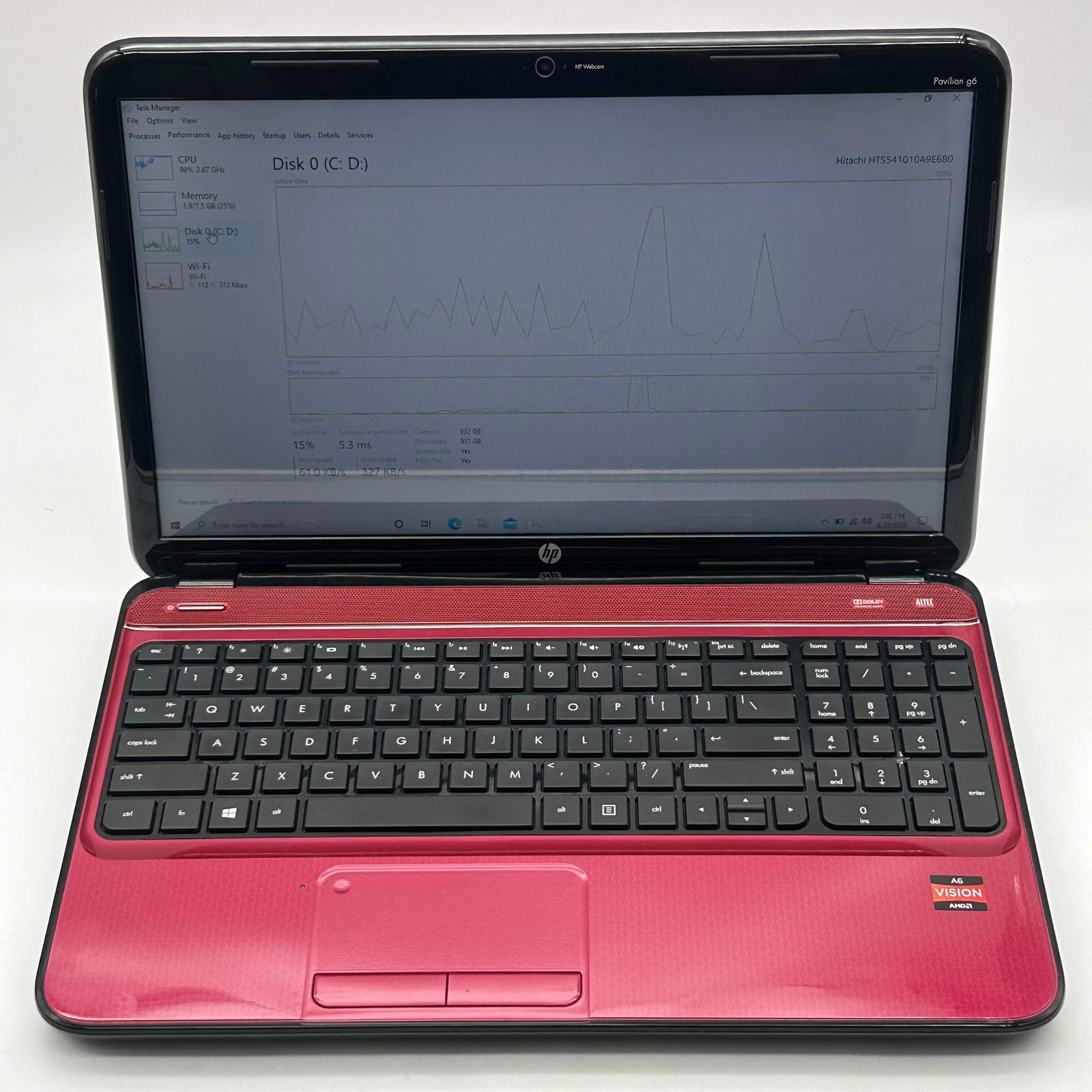 HP Pavilion G6 15.6-Inch Laptop | AMD A6-4400M APU| 8GB RAM| 1TB HDD| Red w/ Cha