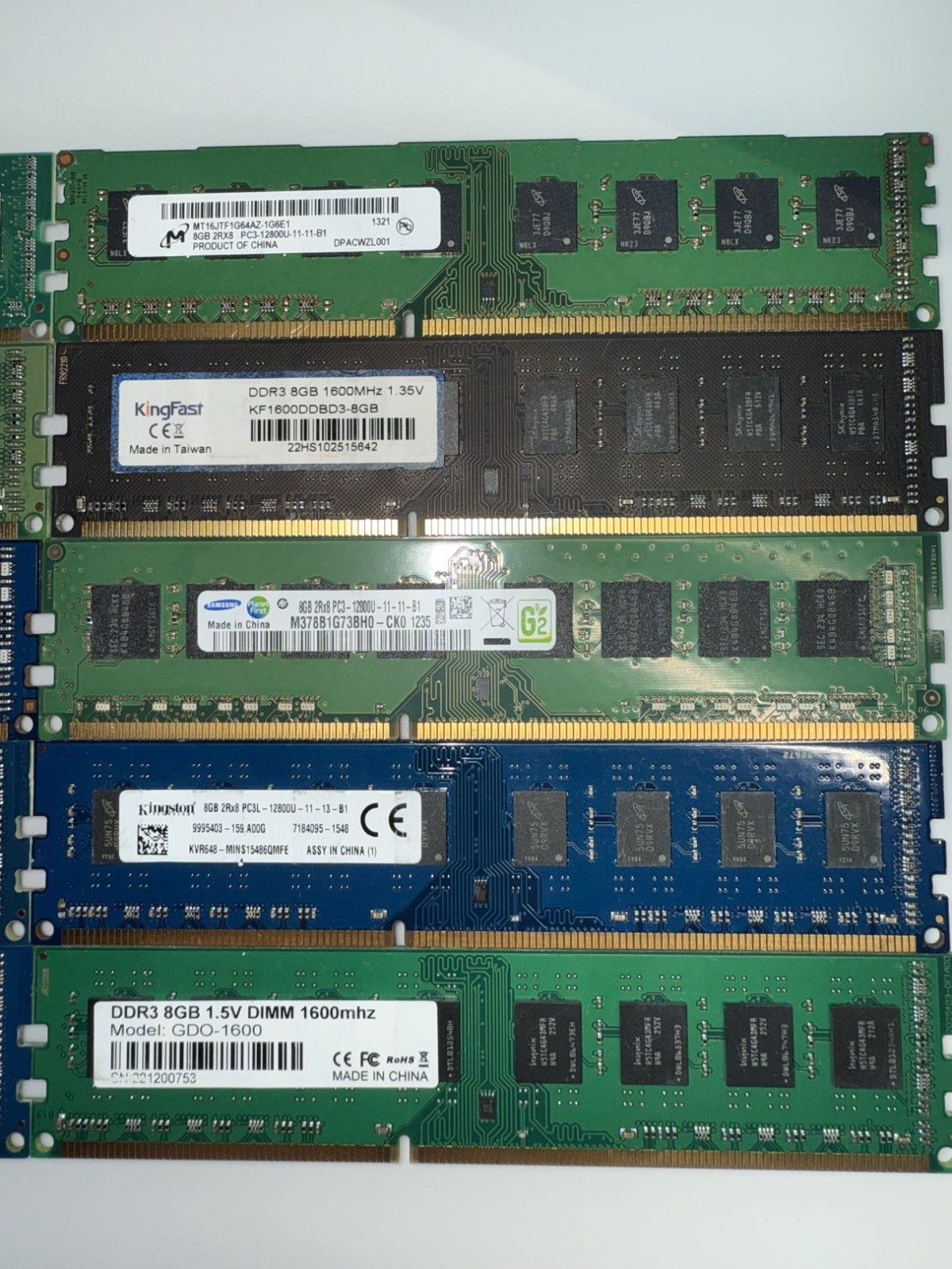 [LOT OF 10] DDR3 8 GB 2Rx8 Desktop RAM Mixed Brands & Speed | Tested & Working