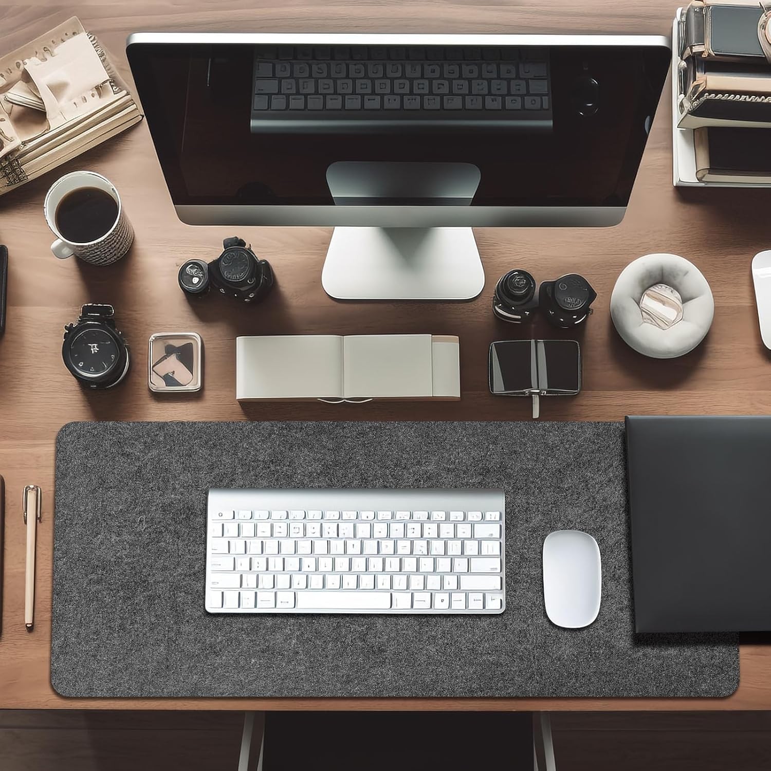 Large Felt Desk mat, 40”x16” with Non-Slip Full Desk Mouse Pad,Office Computer