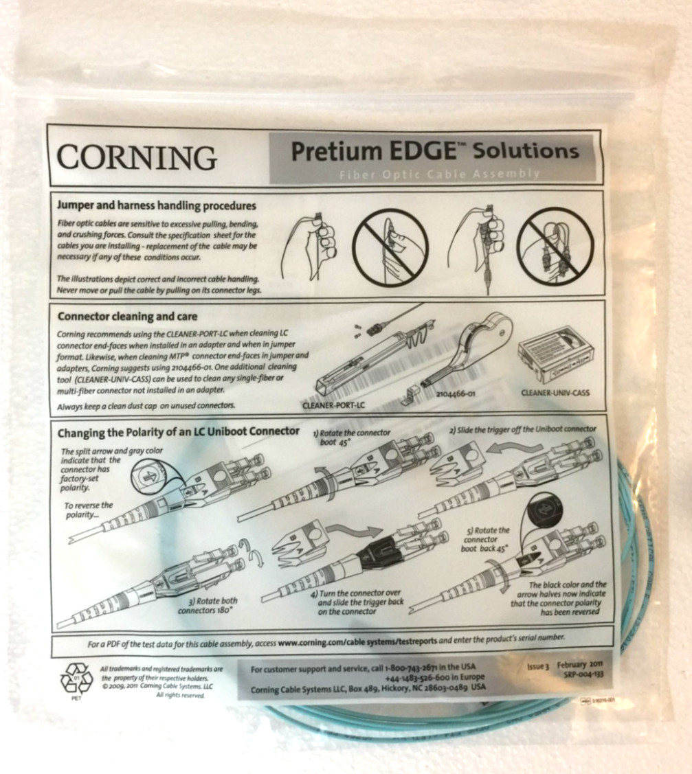 NEW CORNING 2M 6ft LC-LC MM 10Gb OM3 Aqua Fiber Cable for 10G SFP Fast Shipping!
