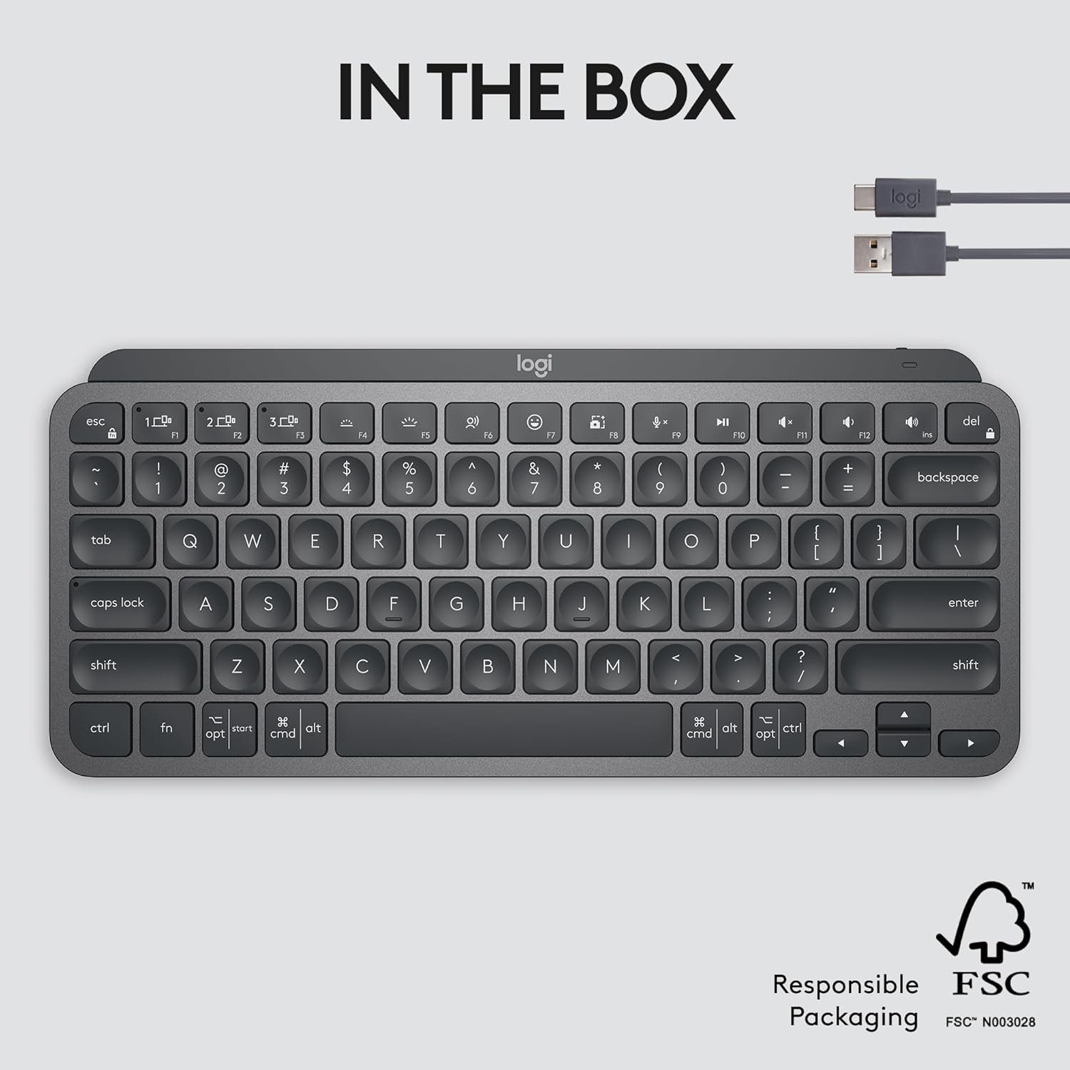 Logitech MX Keys Mini Minimalist Wireless Illuminated Keyboard, Bluetooth